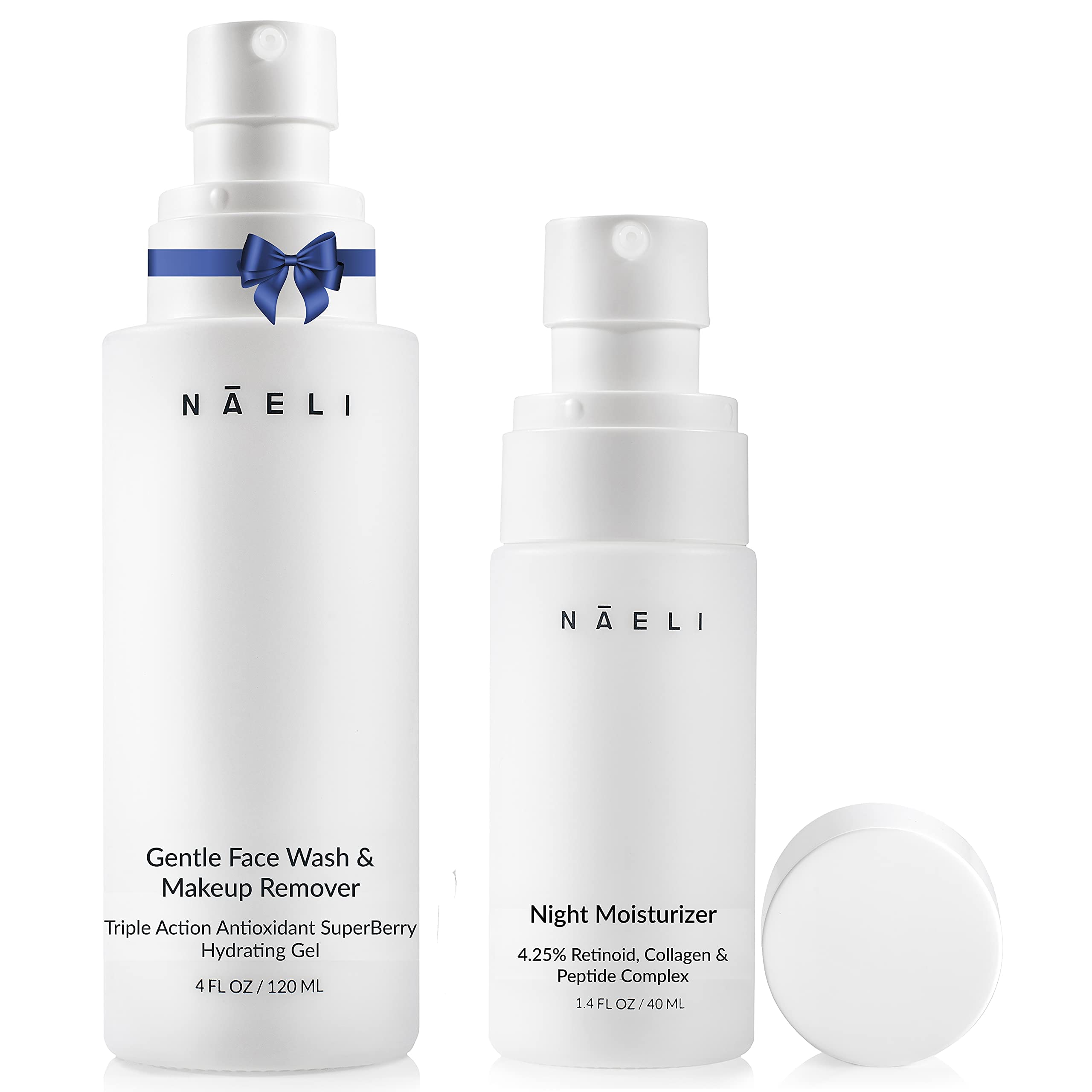 NAELI Retinol Night Moisturizer & Gentle Facial Cleanser Set - Anti-Aging Skincare for Women & Men | Reduces Wrinkles, Improves Skin Texture | Hydrating & Soothing | Perfect Nighttime Skincare Routine & Gift Set