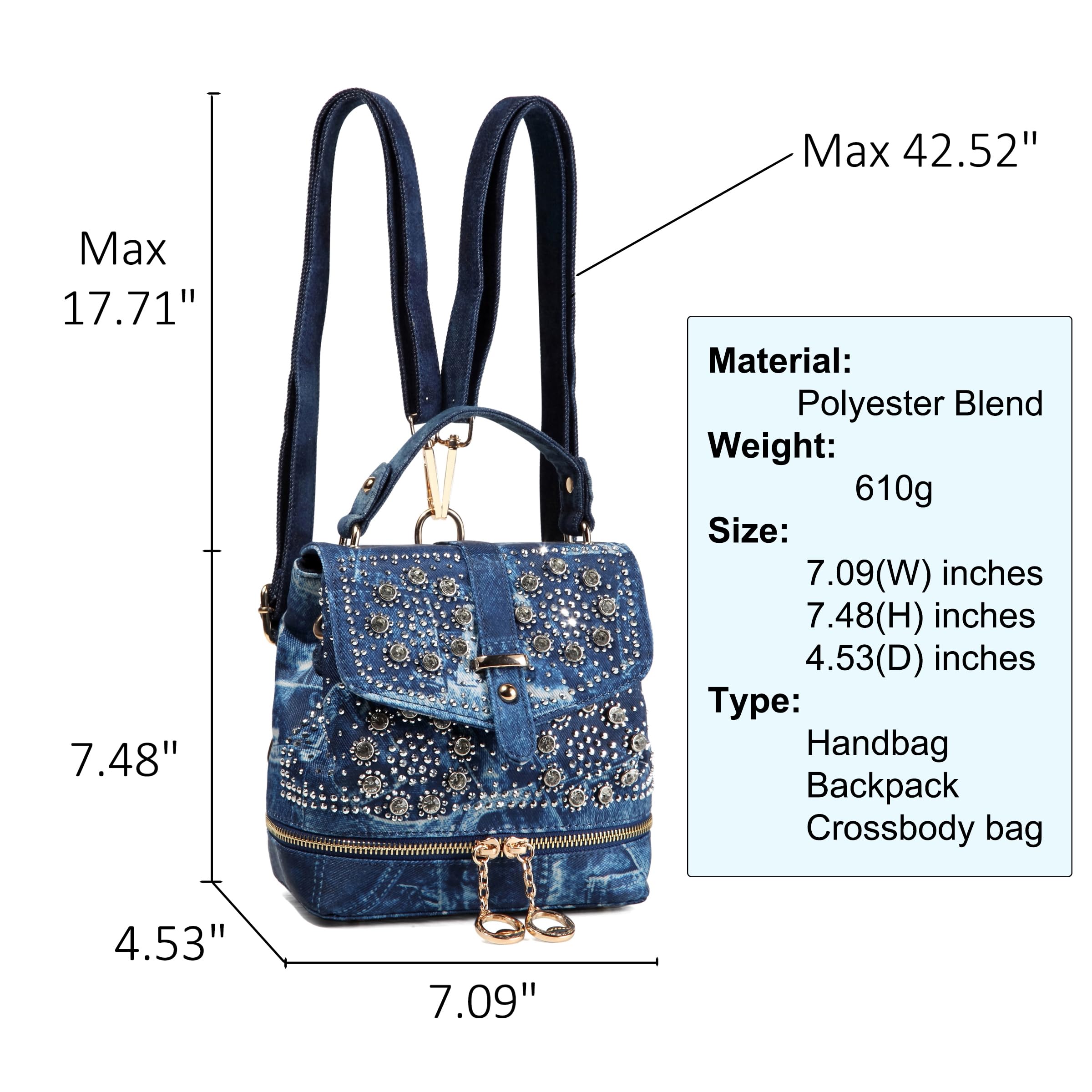 Sparkling Rhinestone Backpack Purse for Women - Mini Crossbody Bag for Party & Travel