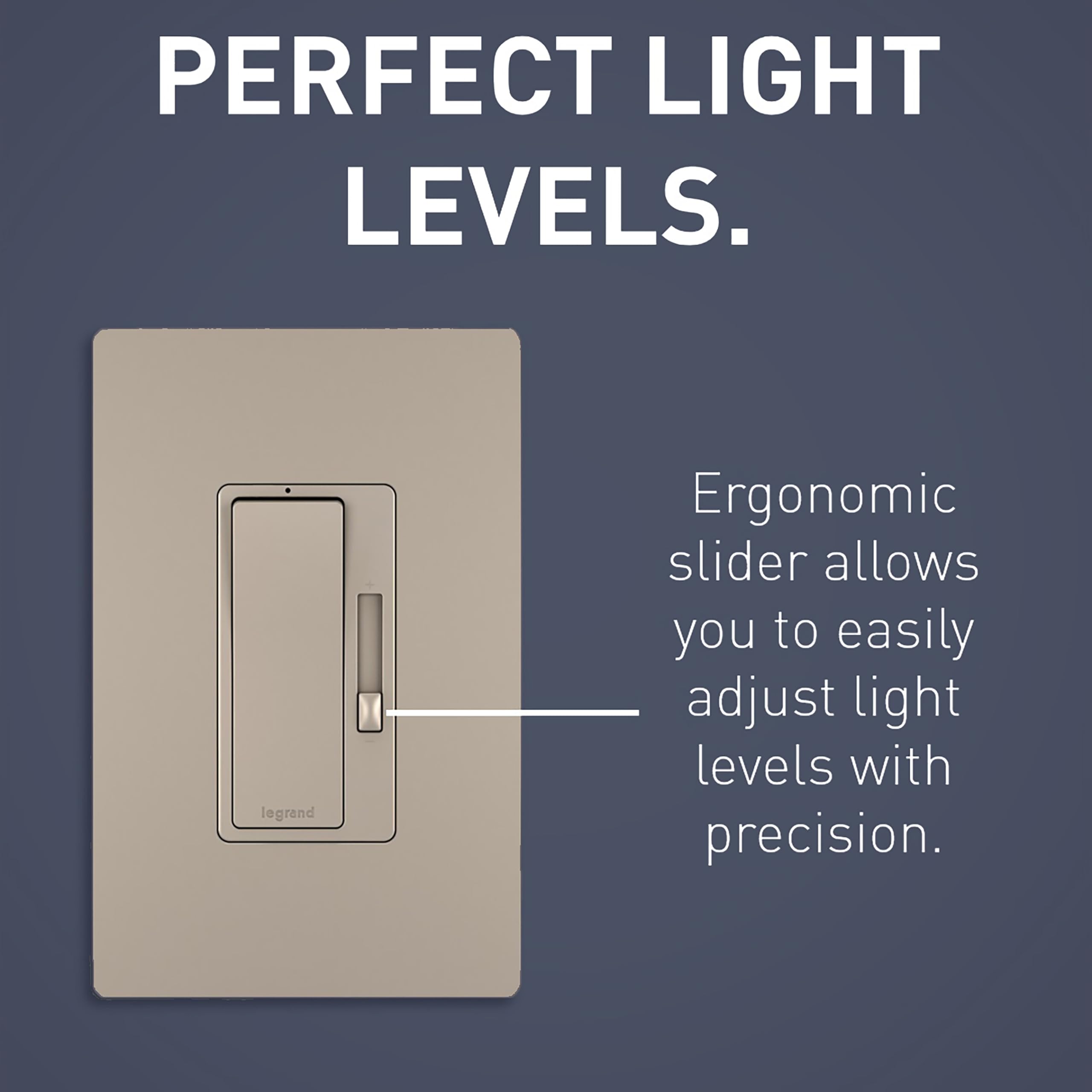Legrand RH703PNICCV6 700W Dimmer Switch - Preset Decorator Rocker with Locator Light for Incandescent & Halogen Bulbs, Single Pole/3-Way, Nickel (1-Pack) - Perfect for Bedrooms, Living Rooms & Home Lighting Control