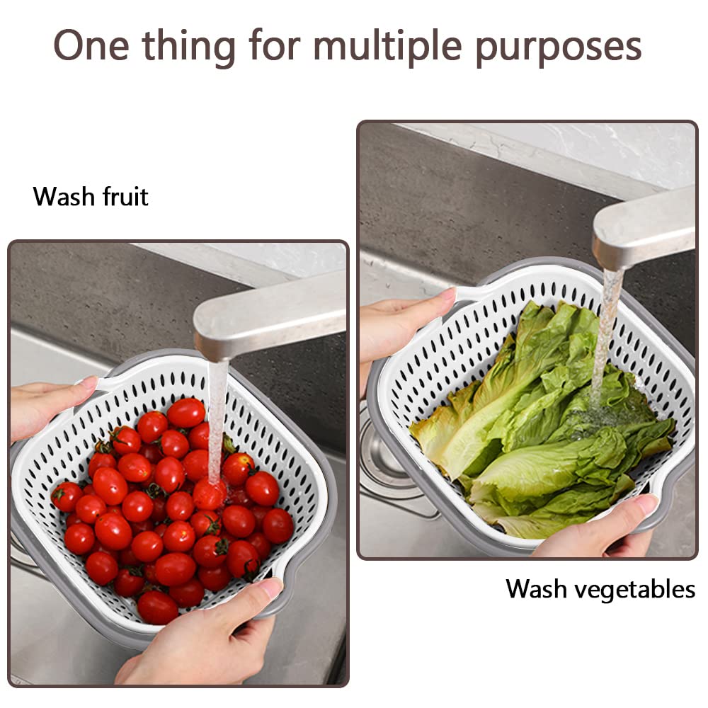 Stackable Multi-Layer Kitchen Colander Set - Vegetable & Fruit Washing Basket, Strainer, Sink Organizer for Fresh Produce Prep | Perfect for Meal Prep, Salad Making & Kitchen Organization