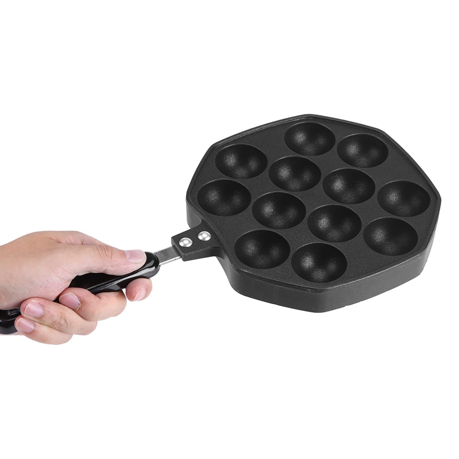 12-Hole Aluminum Non-Stick Takoyaki Pan - Octopus Ball Maker & Japanese Pancake Grill for Home & Restaurant Use - Perfect for Parties, Snacks & Asian Cuisine