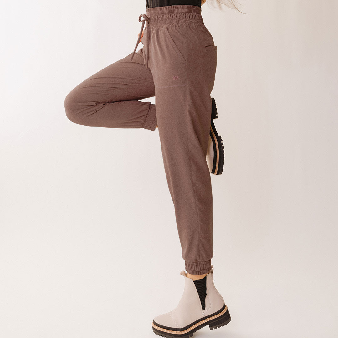 Destination Joggers for Women - Soft Heather Maroon Lounge Pants - Perfect for Yoga, Running & Casual Wear