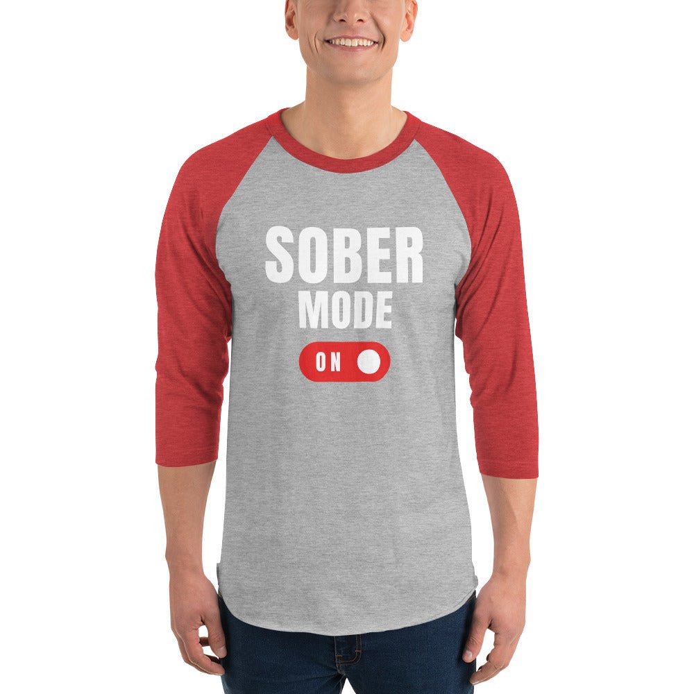 Sober Mode On Raglan Shirt - Bold Recovery Fashion Statement for AA Meetings & Sober Living | Comfortable Unisex Tee for Addiction Recovery Support