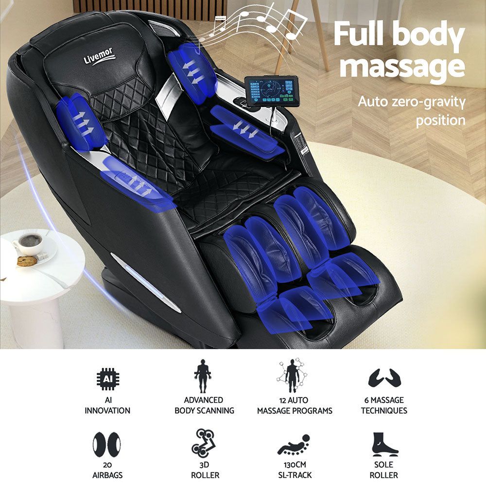 Livemor Electric Massage Chair Recliner with Full Body Shiatsu Massage for Home Use - Perfect for Relaxation, Pain Relief, and Stress Relief in Living Room or Bedroom