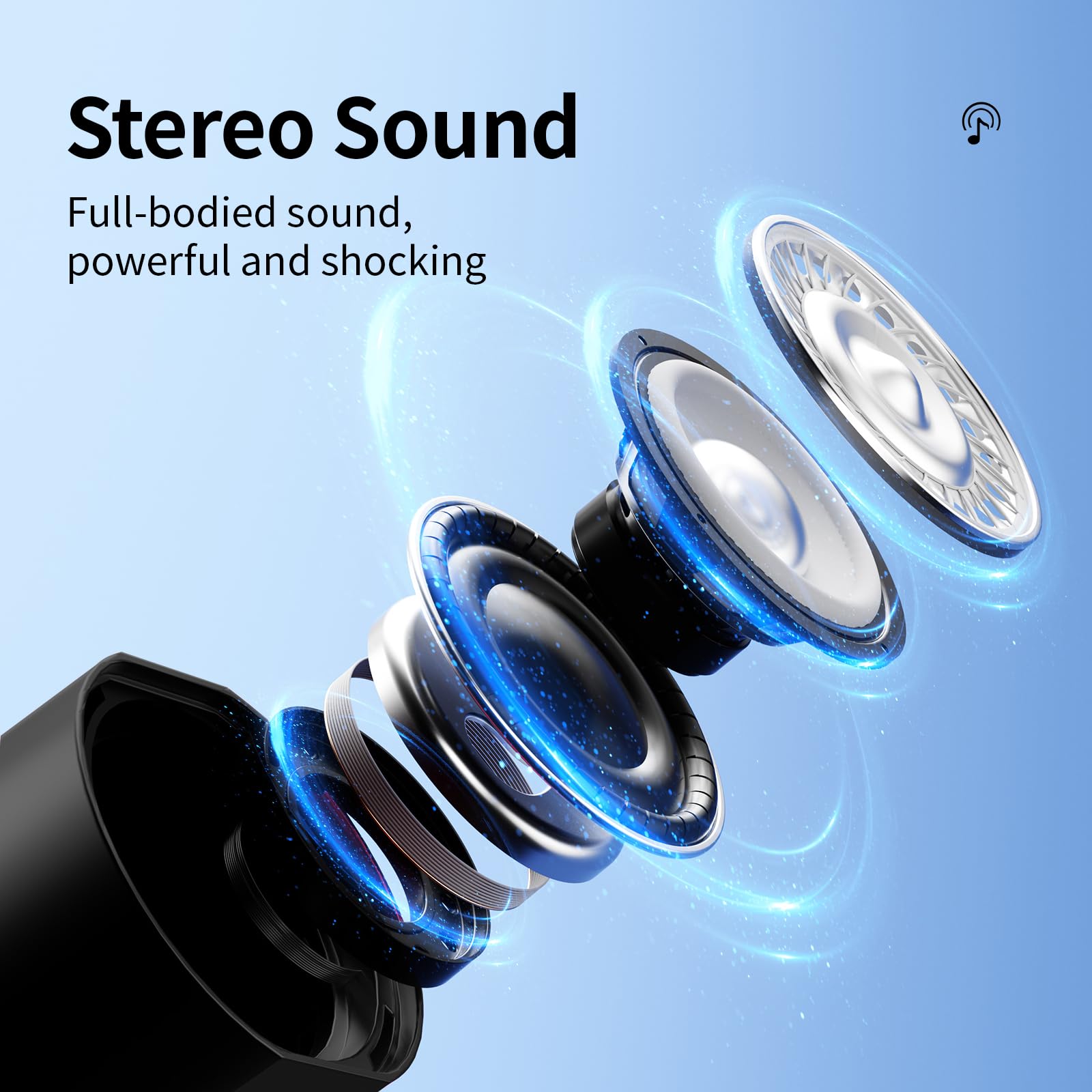 12W HD Sound Bluetooth Speaker with Bass, LED Flashlight, 48H Playtime, Portable Power Bank - Perfect for Office, Home, Outdoor, Travel, and Party Use (Black)