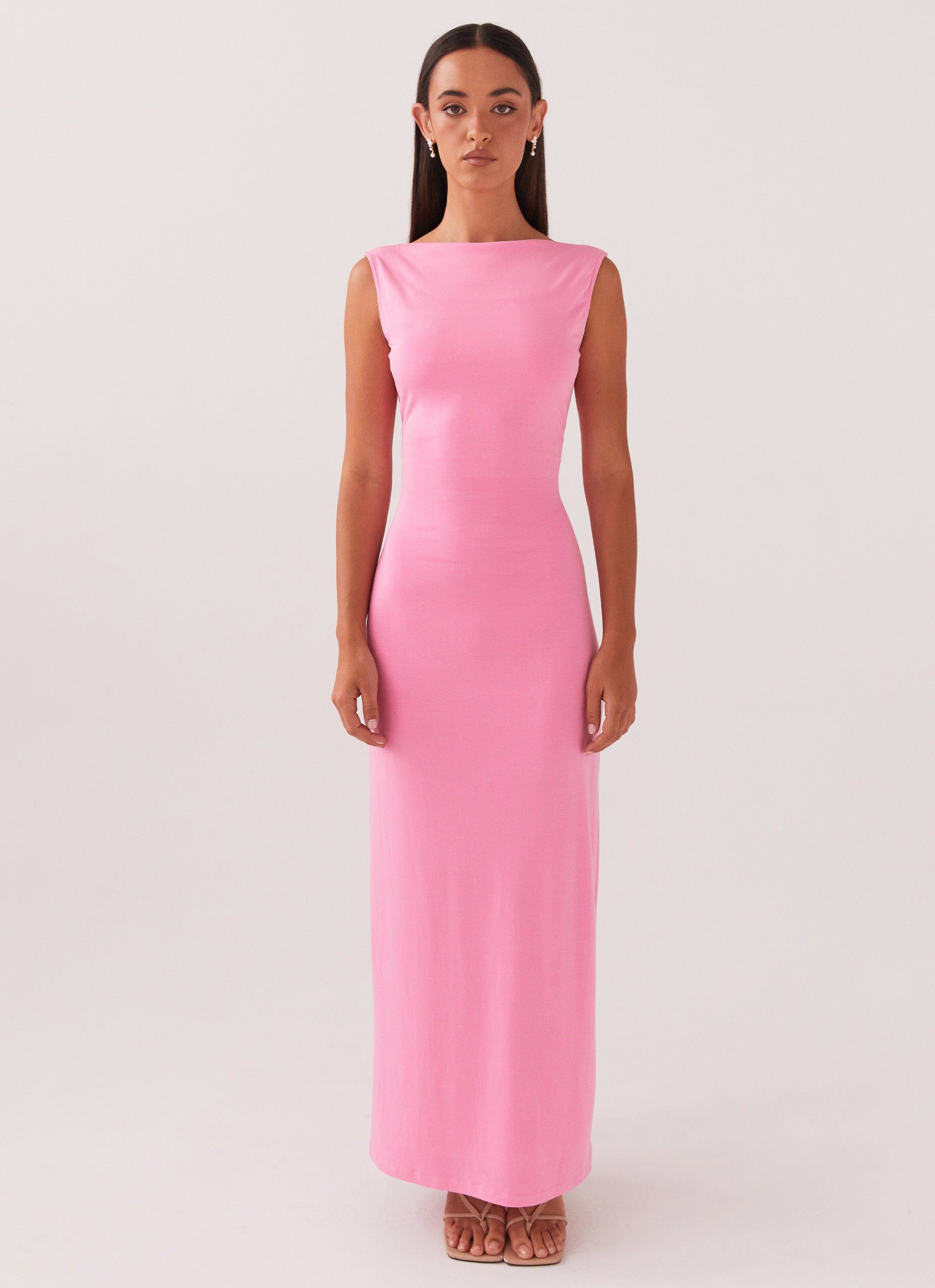 Celina Maxi Dress for Women - Flowy Long Pink Summer Dress with Side Pockets, Casual Boho Beach Dress for Vacation, Party, and Outdoor Events