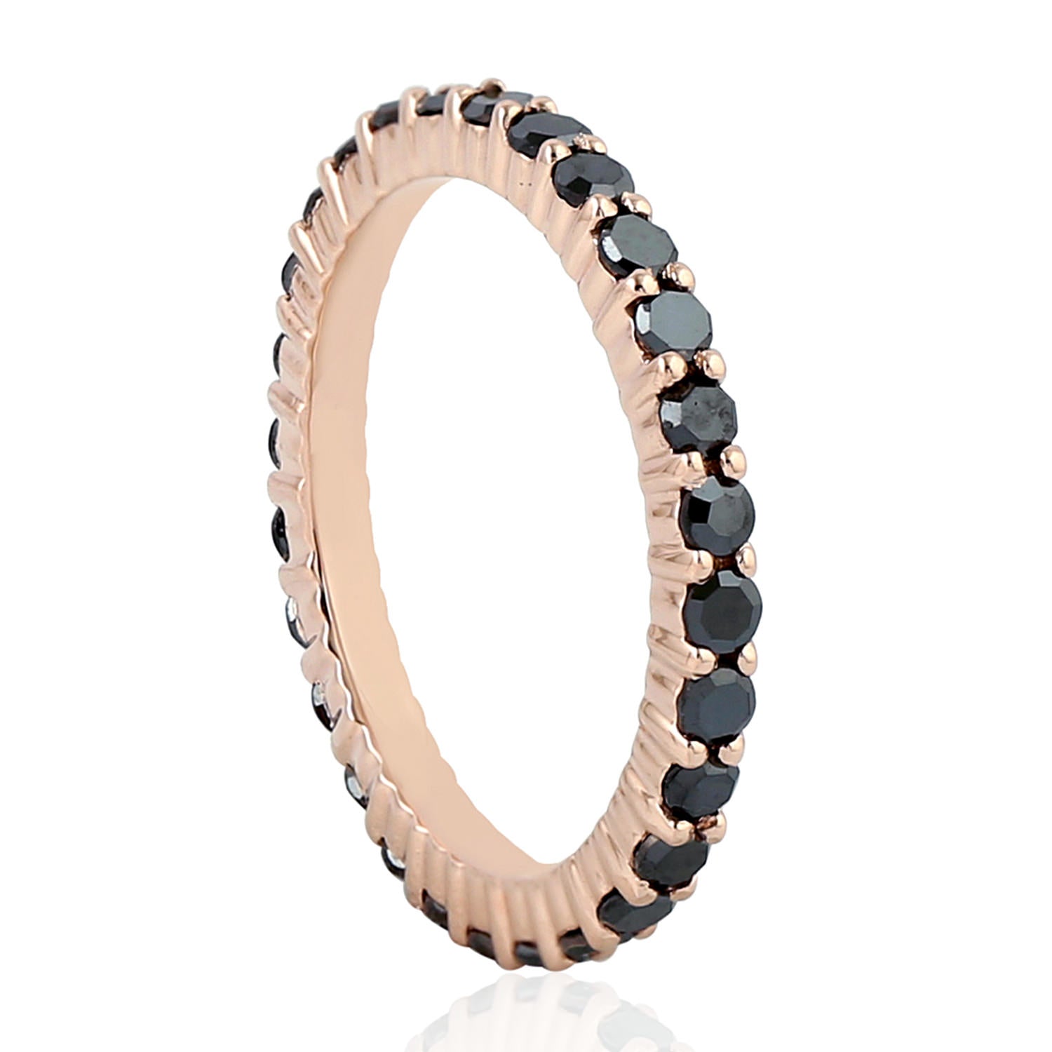 18K Rose Gold Pave Black Diamond Eternity Band Ring - Wedding, Anniversary & Valentine's Day Gift for Her - Perfect for Bridal Jewelry & Special Occasions