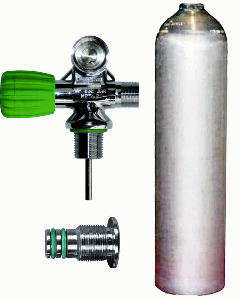 BTS 5.7L 207 Bar Natural Luxfer Aluminum Scuba Diving Cylinder with Left Hand M26 Valve & Blanking Plug - Perfect for Professional Divers and Underwater Exploration (Model S16416694)