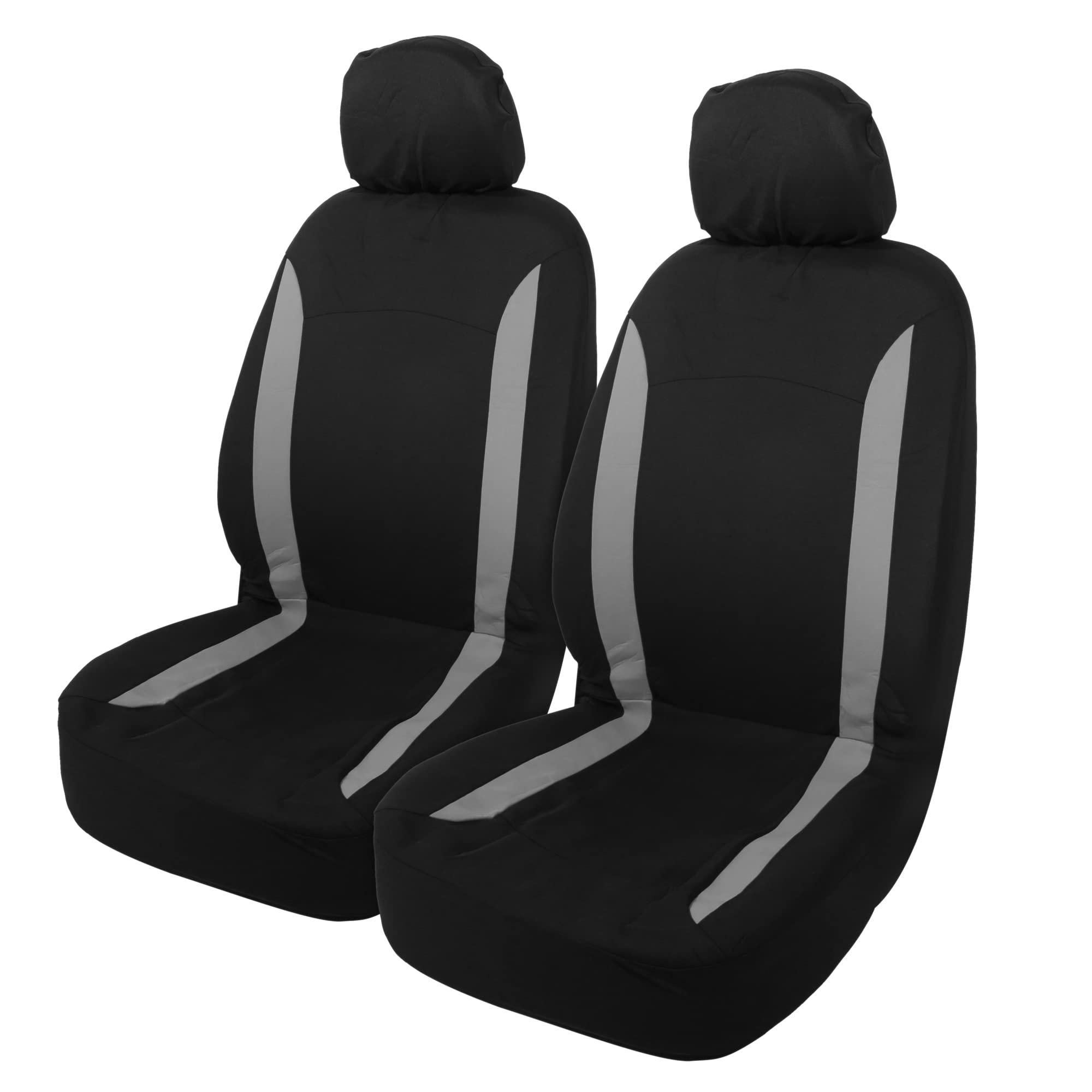 Universal Car Seat Covers Set of 4 - Washable Polyester Sponge Headrest Covers for Cars, Trucks & SUVs (Gray/Black) | Durable Interior Protection & Comfort Upgrade for Daily Commute, Road Trips & Family Travel
