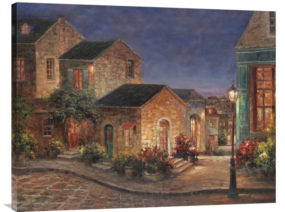 Budget Michael Girvan Lyon at Night Canvas Wall Art Print - Gallery Wrap Giclee for Living Room, Bedroom & Office Decor