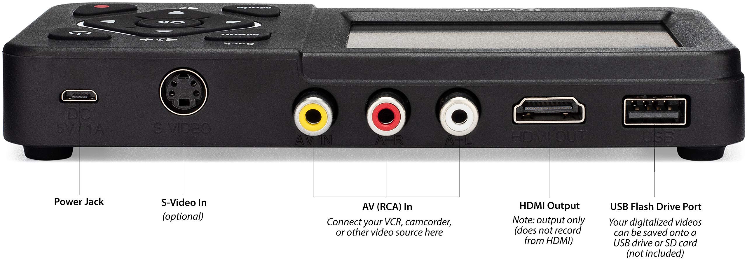ClearClick Video to Digital Converter 2.0 - Convert VHS Tapes to Digital, Record from VCR, AV, RCA, Hi8, Camcorder, DVD & Gaming Systems | Perfect for Home Movies, Archiving & Retro Gaming