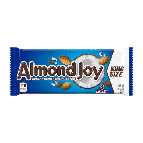 Almond Joy King Size Candy Bar 3.22 Oz - Delicious Coconut & Almond Chocolate Treat for Snacks, Parties & Gifting