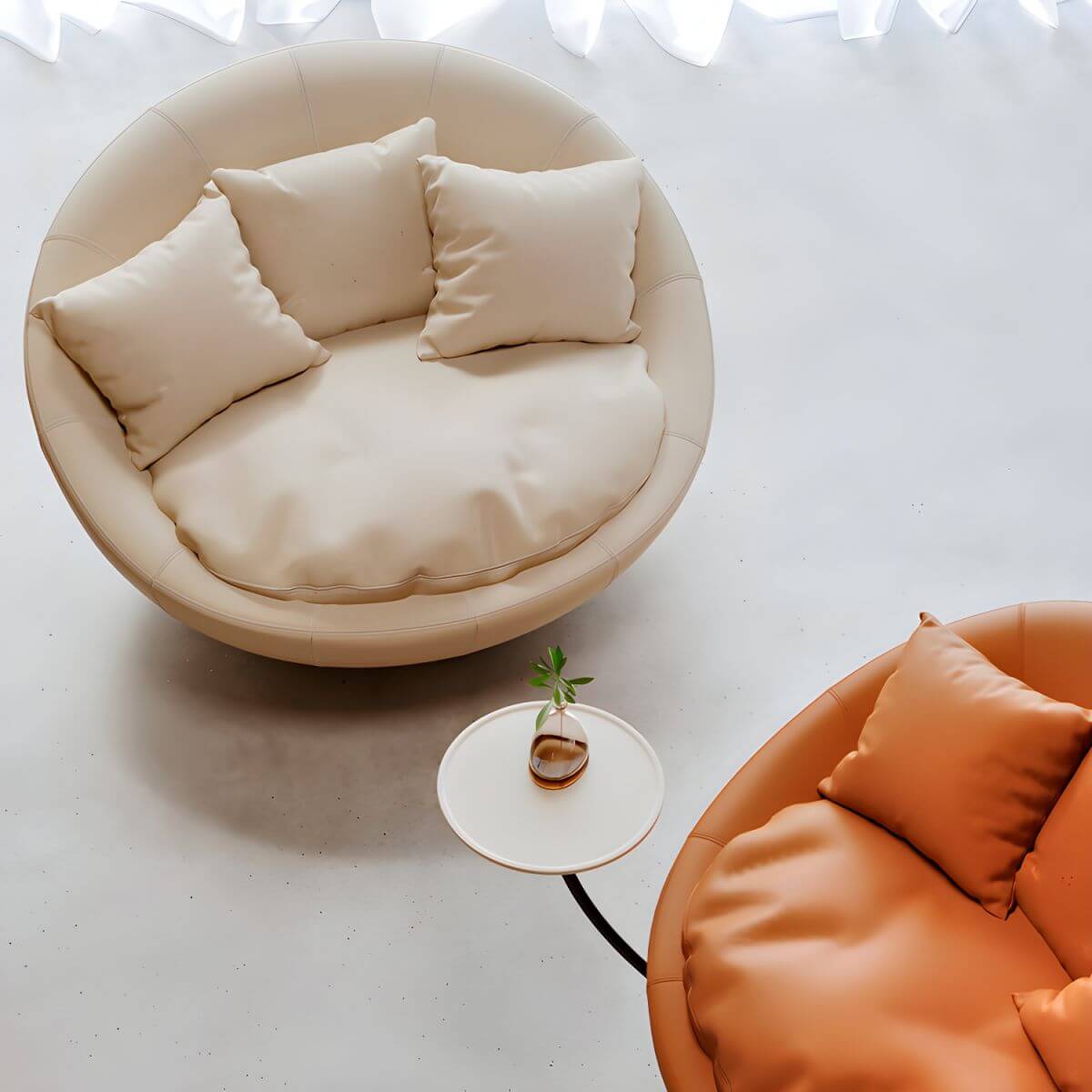 Modern White Swivel High Back Chair with Oversized Seat - Comfortable Office & Living Room Furniture for Home & Workspace