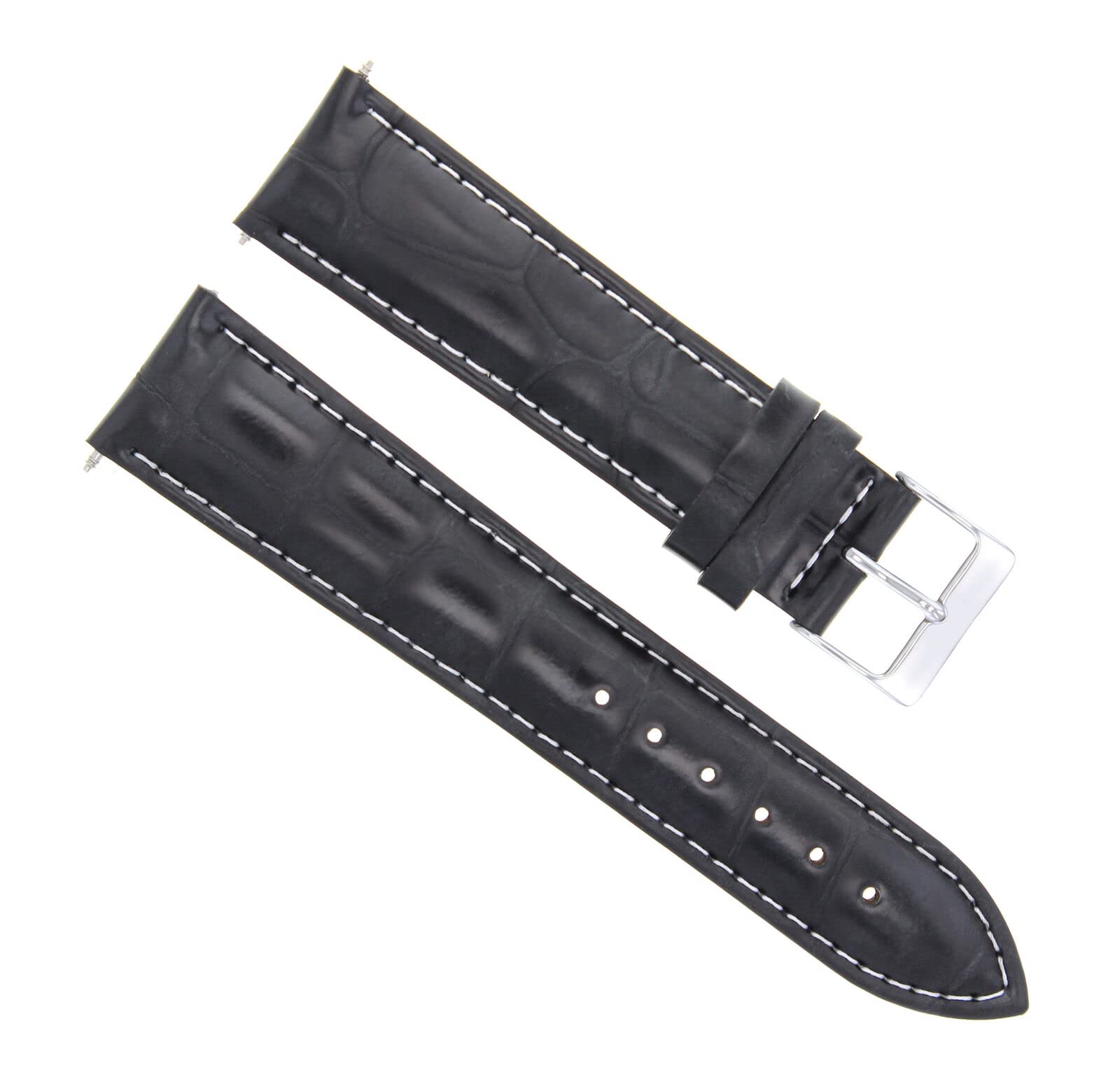 22mm Genuine Leather Watch Strap Band - Compatible with Cartier Ronde Solo XL Automatic Watch - Black Replacement Strap for Men & Women - Perfect for Dress, Business & Casual Wear