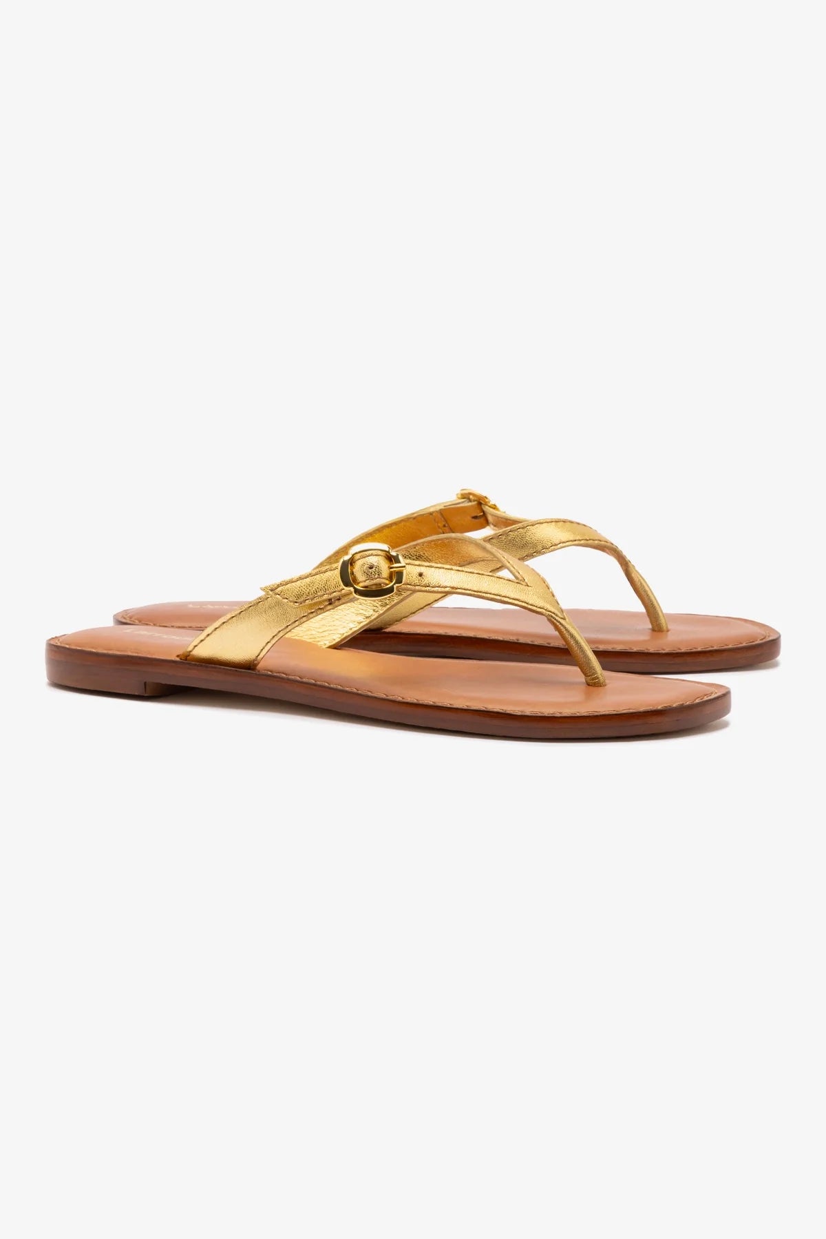 Mary Kate Gold Metallic Leather Flat Sandals for Women | Comfortable Summer Beach Wedding Slides | Perfect for Vacation, Pool Party & Casual Outings