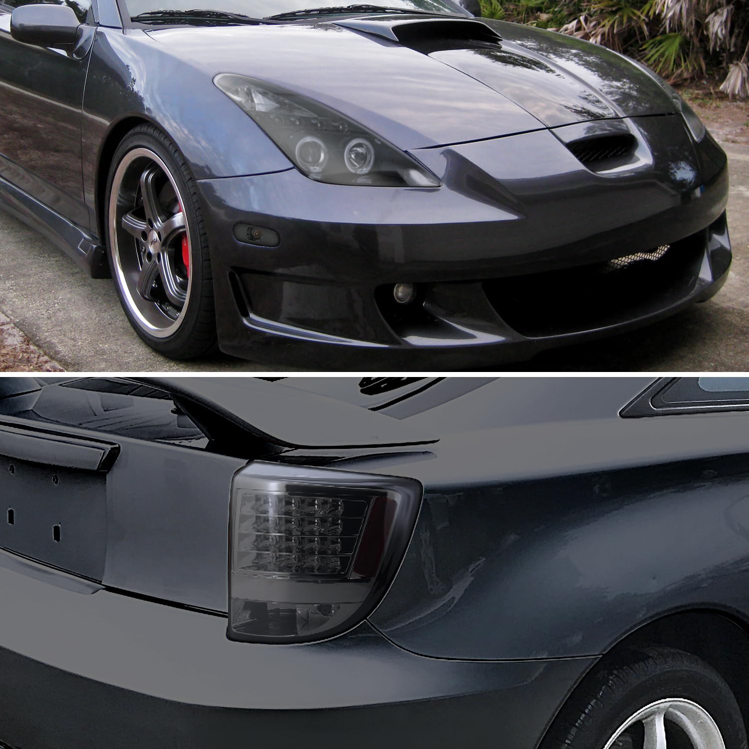 Spec-D Tuning Projector Headlights & LED Tail Lights Smoke Combo for 2000-2005 Toyota Celica - Left & Right Pair Headlamp Assembly - Upgrade Your Ride with Stylish Lighting for Night Driving & Car Shows