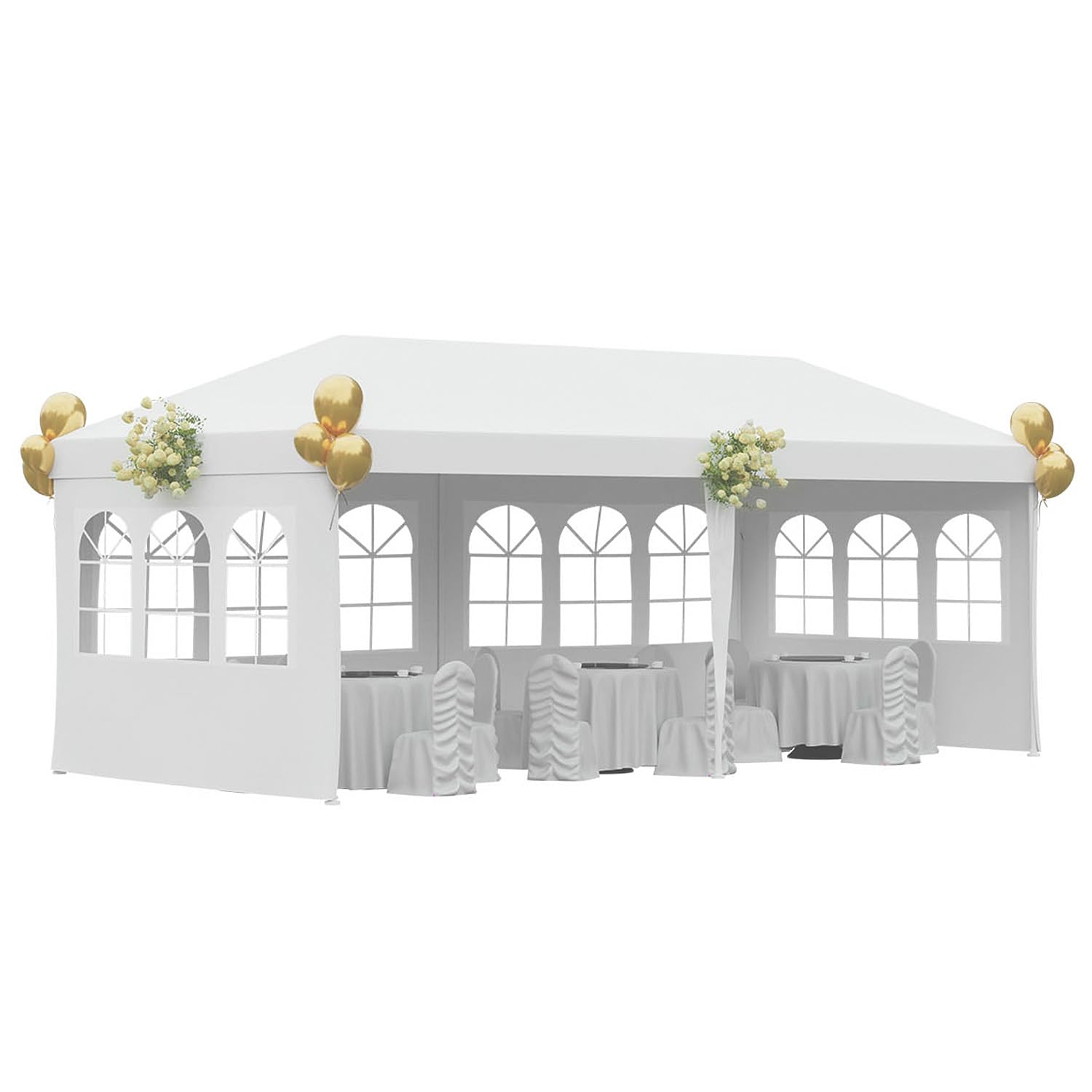 10x20 Outdoor Gazebo Wedding Party Tent Canopy with 4 Removable Sidewalls - White Waterproof Shelter for Backyard, Garden, Picnic & Events