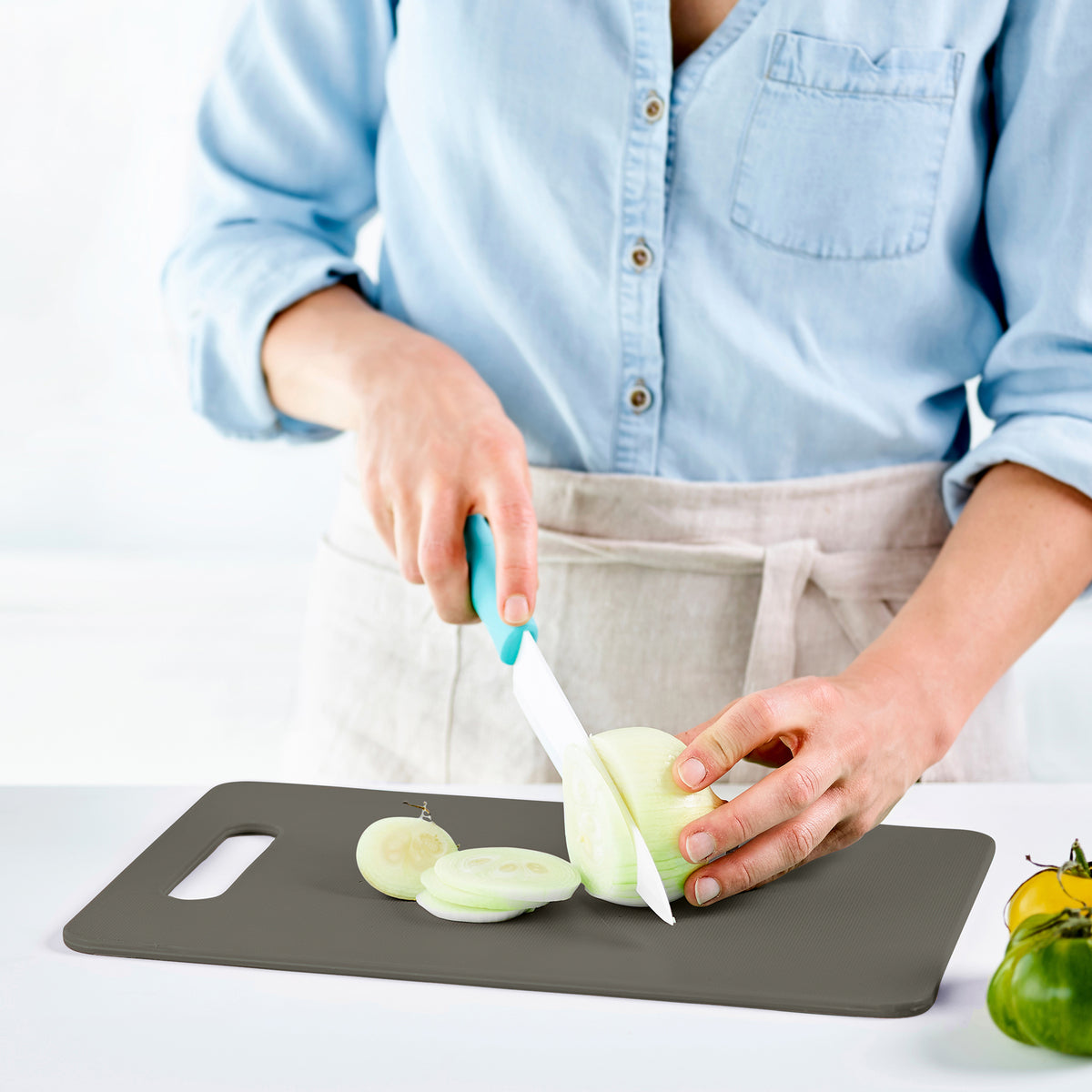 GreenLife Non-Slip Eco-Friendly Cutting Board Set - 3-Piece Gray Kitchen Cutting Boards for Meat, Vegetables & Fruits | Perfect for Home Cooking, Meal Prep & Professional Kitchens