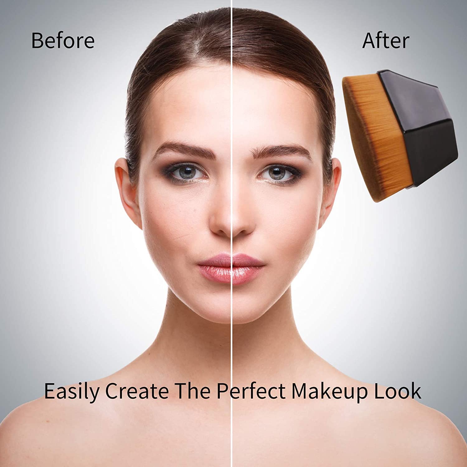 Professional Flat Top Kabuki Makeup Brush - Hexagon Handle for Liquid & Powder Foundation, Blush, and Blending | Perfect for Everyday Makeup, Contouring, and Flawless Finish