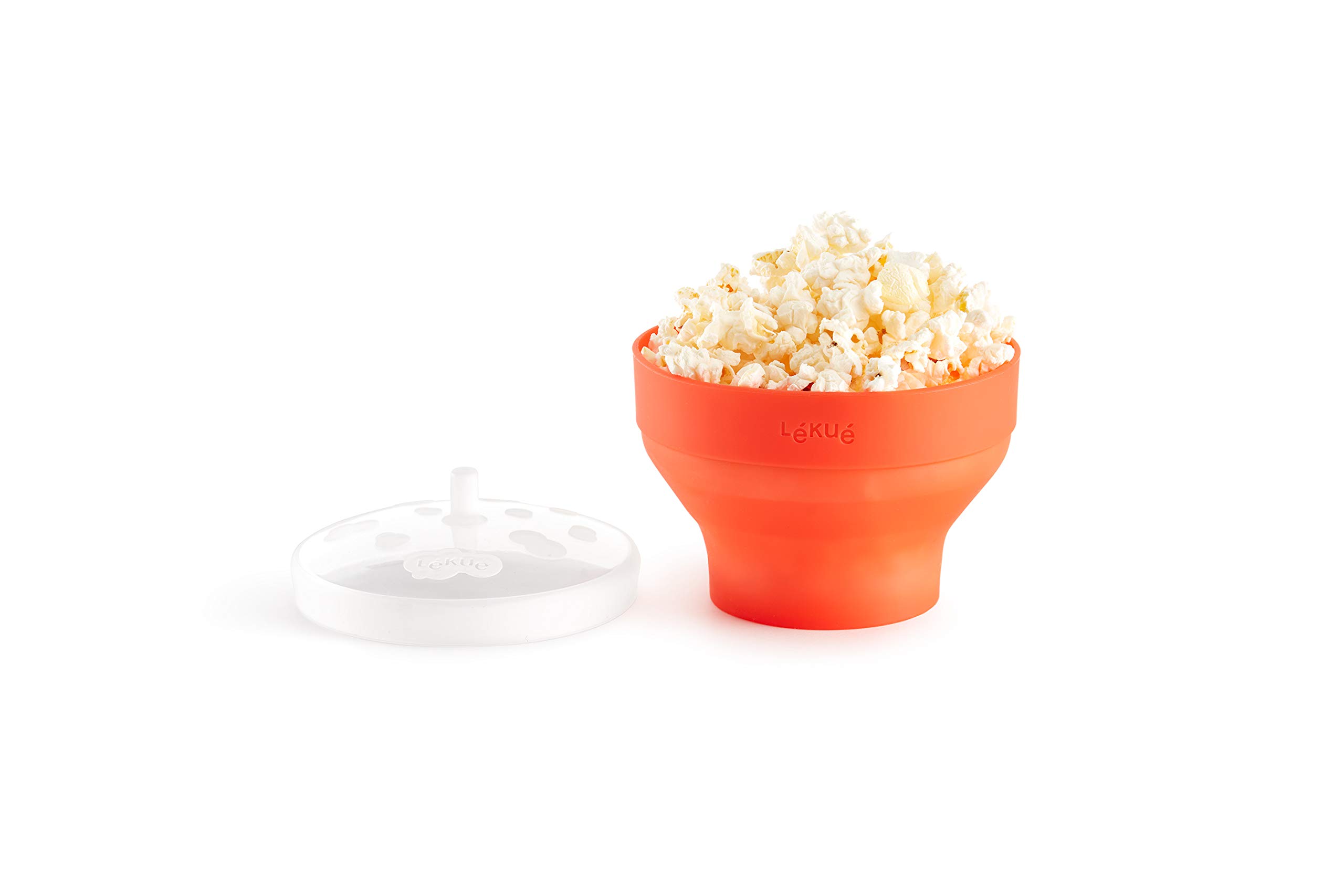 Lékué Mini Microwave Popcorn Maker - 5 x 3.5 Inches, BPA-Free, Red - Perfect for Healthy Snacking at Home, Office, or Movie Nights
