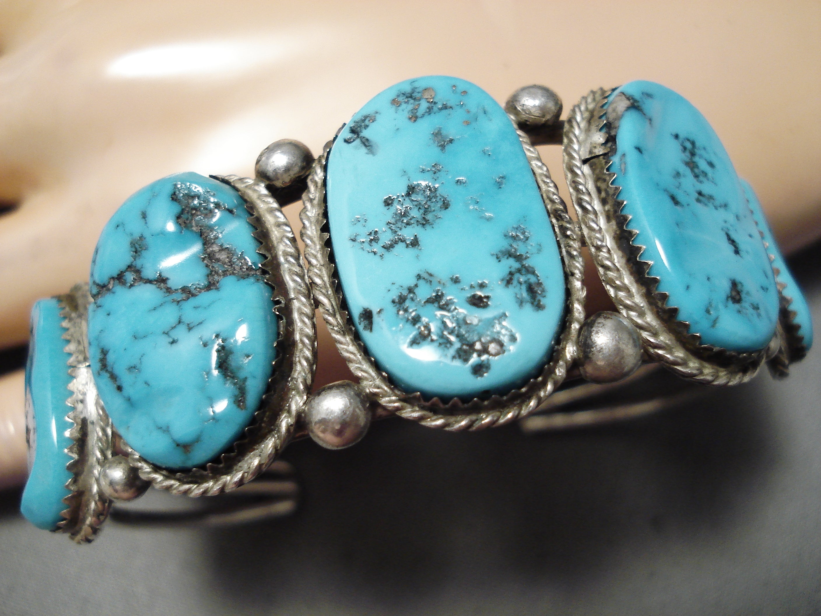 Vintage Navajo Sleeping Beauty Turquoise Sterling Silver Bracelet - Handmade Native American Jewelry for Women, Perfect for Boho Chic & Western Fashion