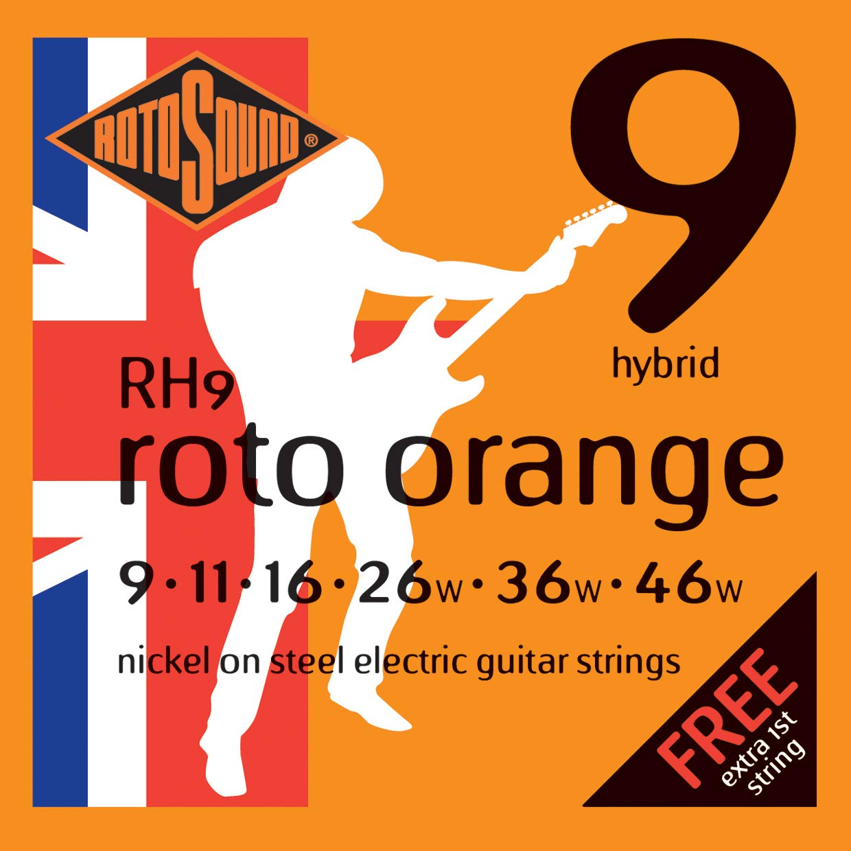 Rotosound RH9 Nickel Hybrid Electric Guitar Strings (9-46 Gauge) - Balanced Tone & Durability for Rock, Blues & Jazz Performances
