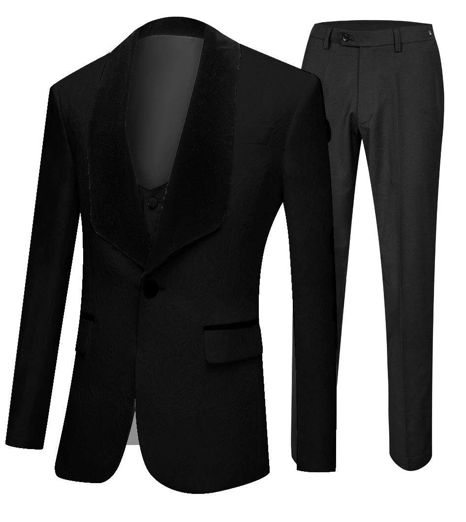 Men's Shawl Lapel 3-Piece Suit Set - Single Button Formal Tuxedo for Weddings, Parties & Business Events | Premium Groom Attire & Professional Office Wear