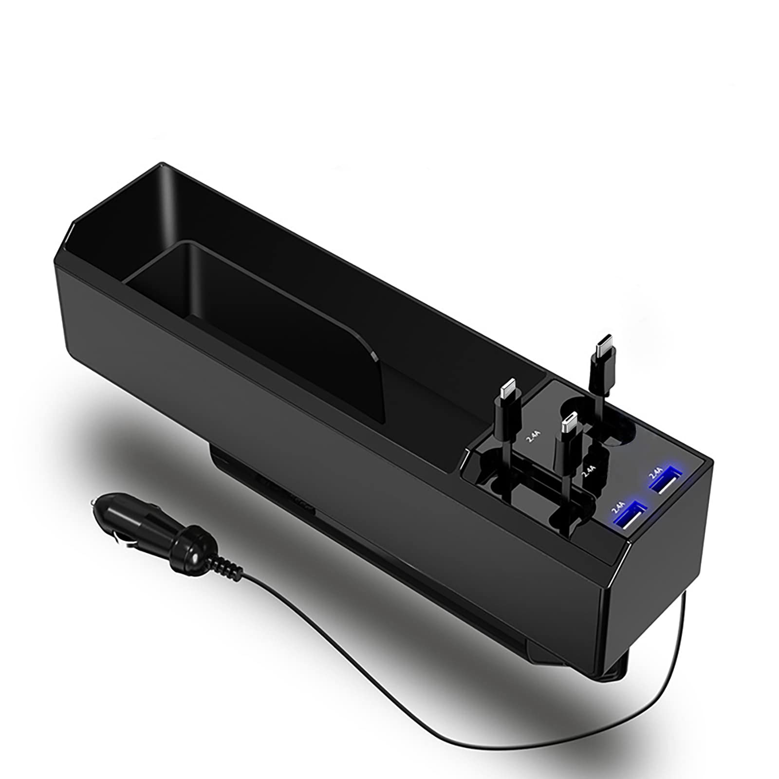 Feloper Car Seat Gap Filler Organizer with USB C Charger - Premium Front Seat Storage Solution for Phone, Keys & Small Items | Perfect for Road Trips & Daily Commutes