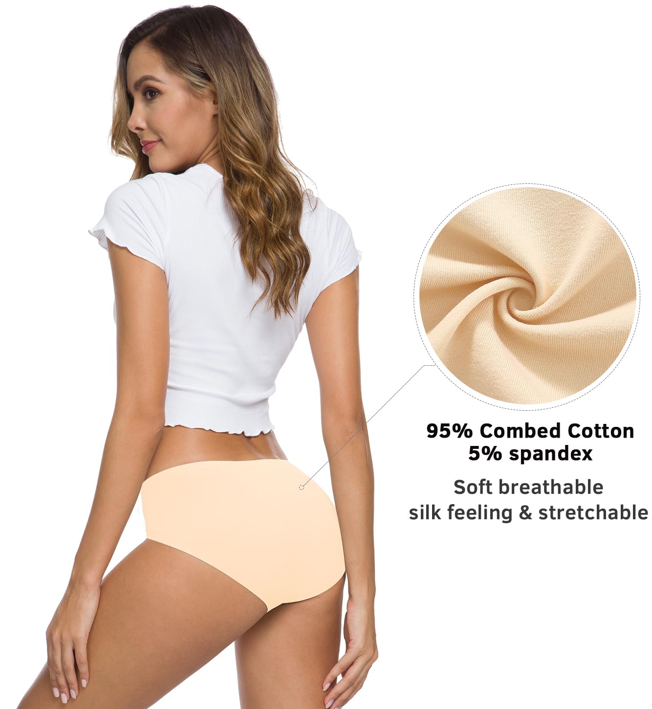 Altheanray Women's Cotton Underwear 6 Pack - Seamless Hipster Bikini Briefs - Soft Breathable Panties for Everyday Comfort | Perfect for Work, Yoga & Lounge Wear
