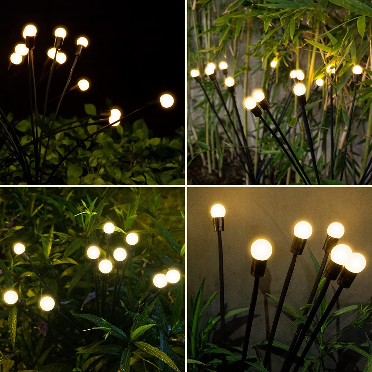 20LED Solar Garden Lights - 2 Pack Upgraded Waterproof Outdoor Solar Swaying Lights with 2 Lighting Modes, Warm White Firefly Lights for Yard, Patio, Pathway & Landscape Decoration | Perfect for Evening Ambiance & Garden Parties