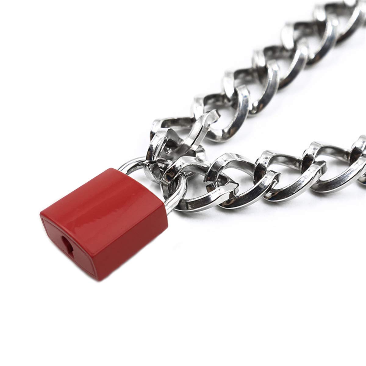 Succuba Padlock Necklace - Heart Lock Choker with Key & Box for Women, Men & Pets (16-22 Inch Adjustable) - Gothic Jewelry for Couples, BDSM, Fashion Accessories