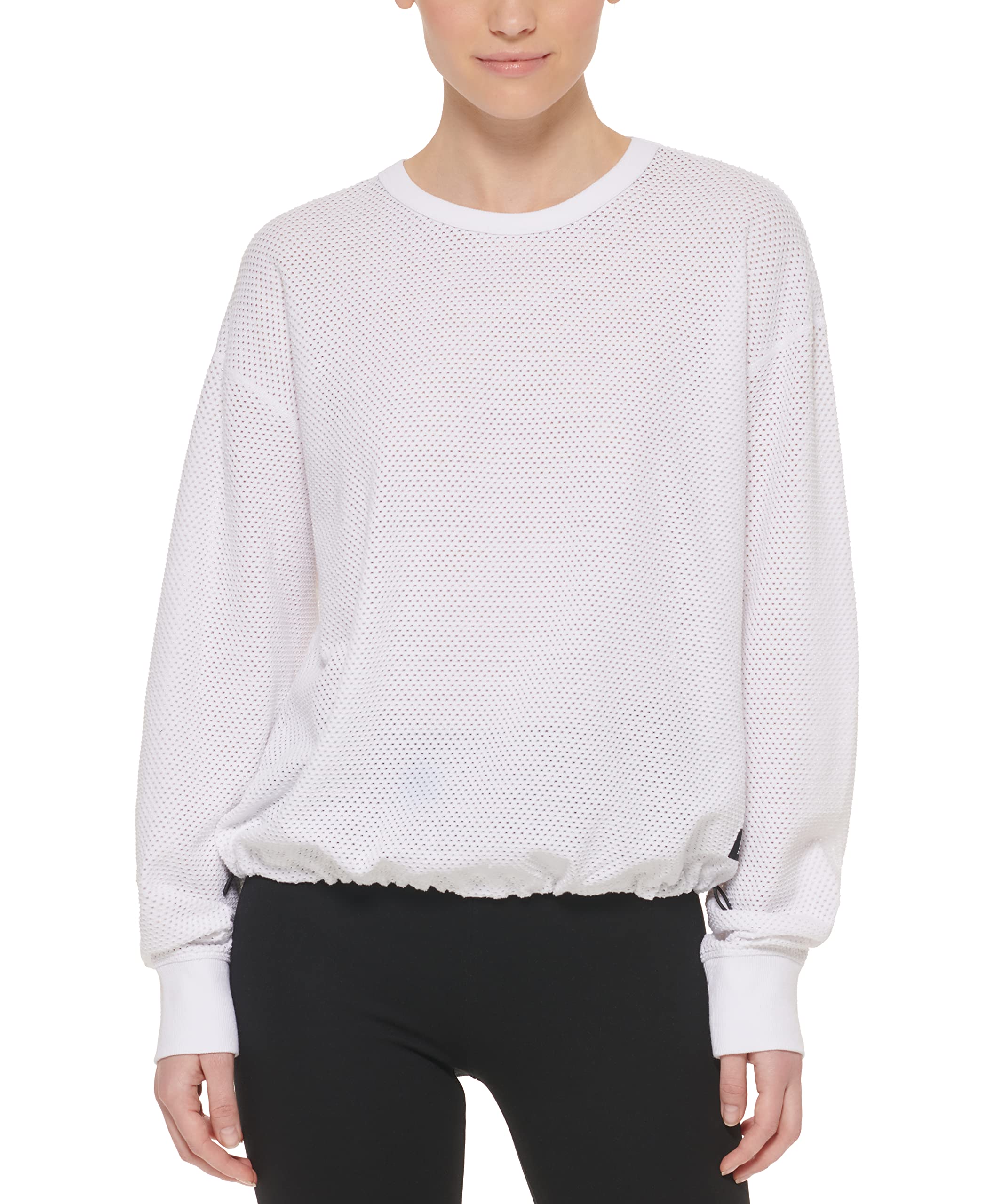 DKNY Women's Mesh Bungee Pullover Hoodie - Lightweight Breathable Sweatshirt for Casual Wear, Gym & Outdoor Activities