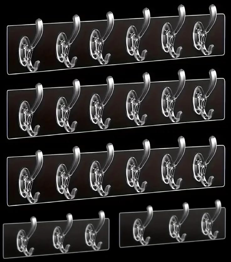 5Pcs Heavy Duty Self Adhesive Wall Hooks - No Drill Needed for Hanging Clothes, Towels, Bathroom Accessories & Napkin Holders | Waterproof, Clear & Reusable | Perfect for Home, Office & Dorm Organization