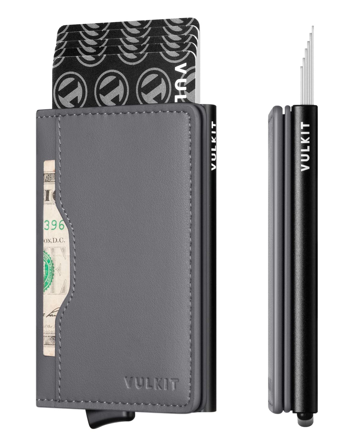 VULKIT RFID Blocking Leather Wallet – Slim Pop Up Credit Card Holder with Metal Case for Men & Women – Perfect for Travel, Business & Everyday Use