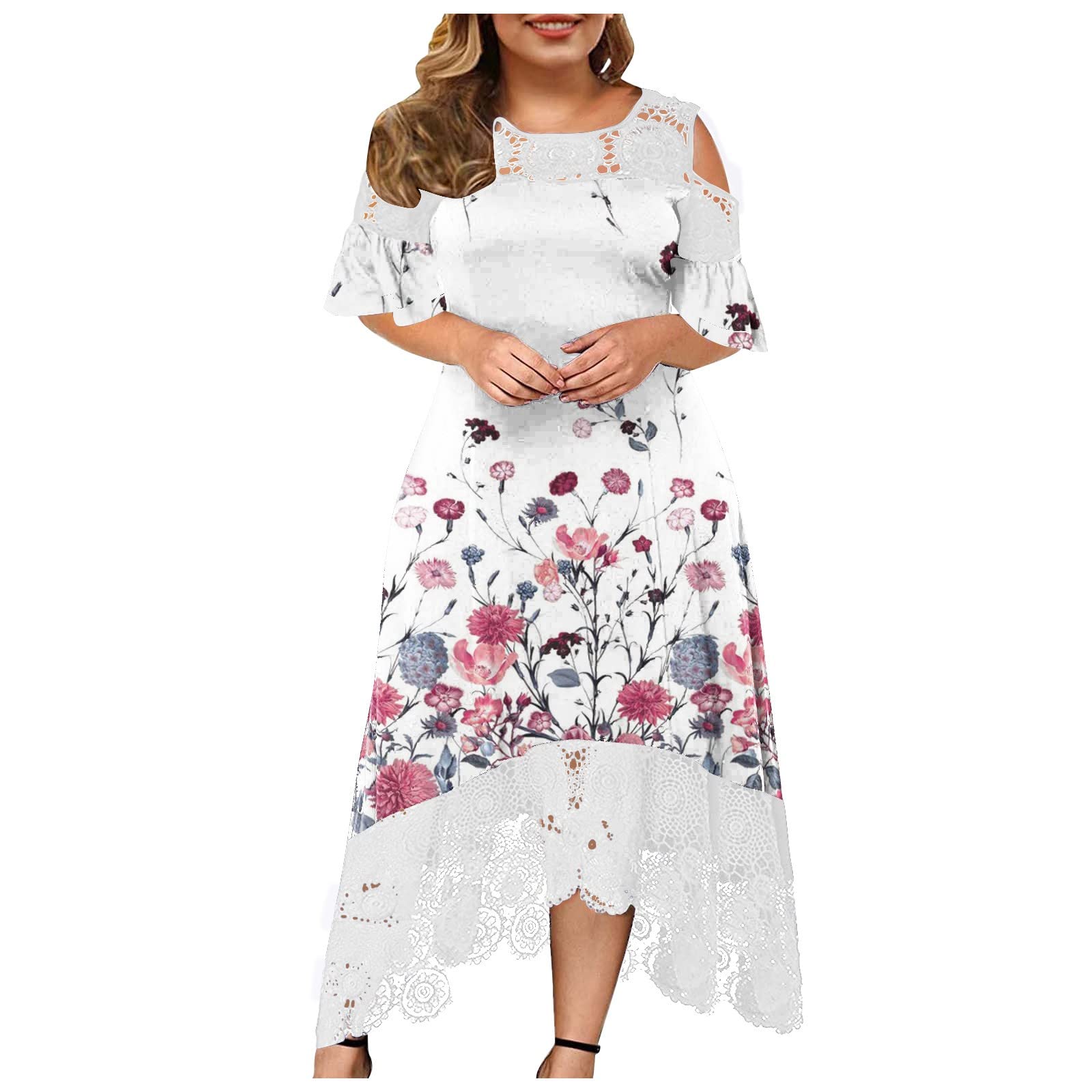 Elegant Floral Long Cocktail Dress for Women - Vintage Wedding Guest Dress for Summer & Fall Parties - Perfect for Bridal Showers, Garden Weddings & Formal Events