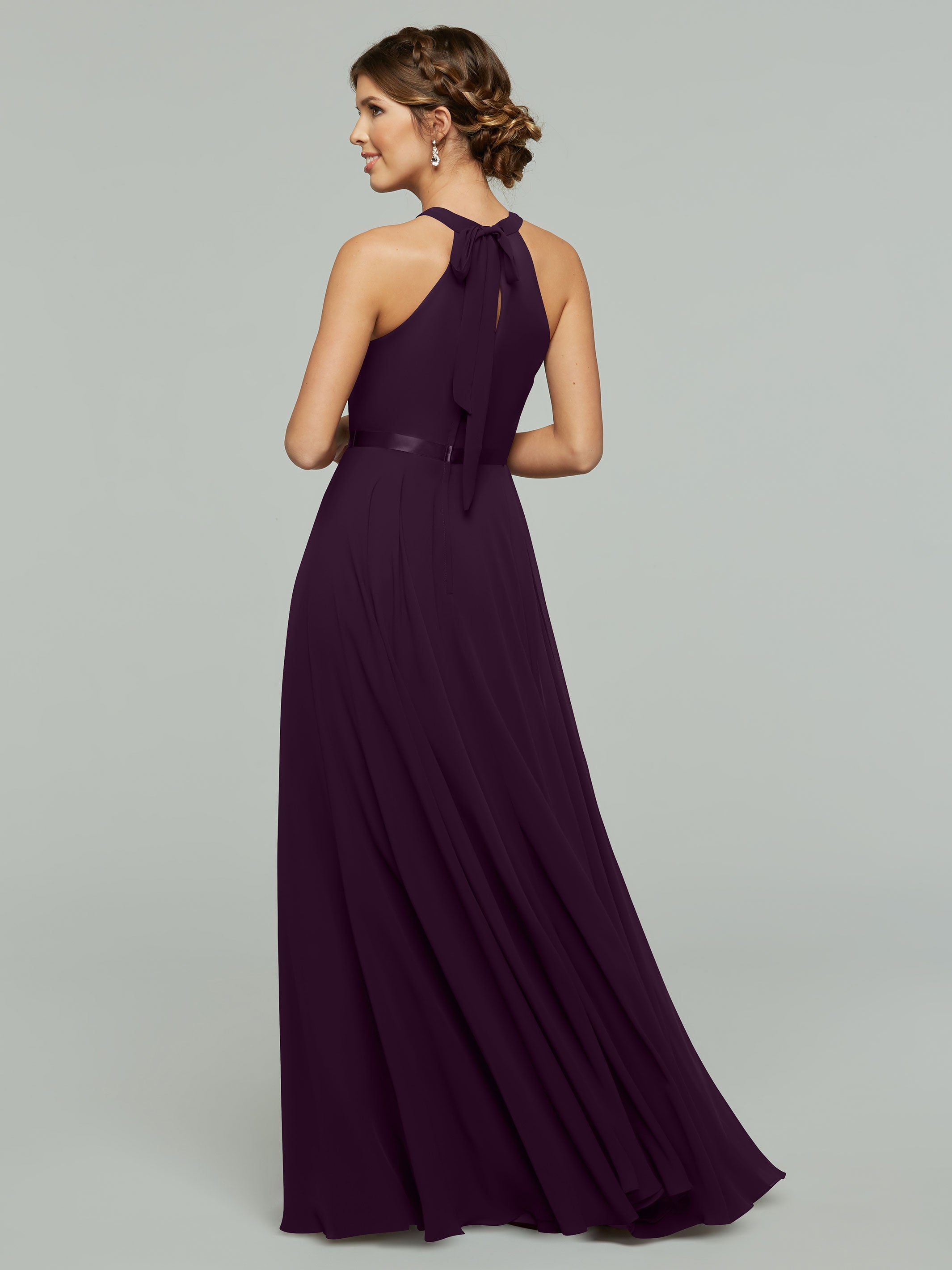 Elegant A-Line Chiffon Bridesmaid Dress with Halter Neckline - Perfect for Weddings, Formal Events & Special Occasions