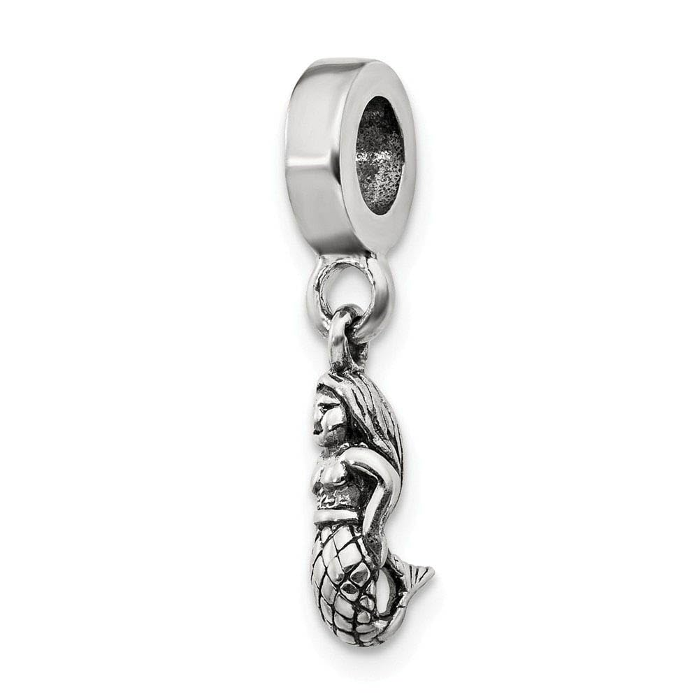 Elegant Black Bow Sterling Silver Mermaid Dangle Bead Charm - Perfect for Necklace, Bracelet & Jewelry Making | Gift for Women & Girls