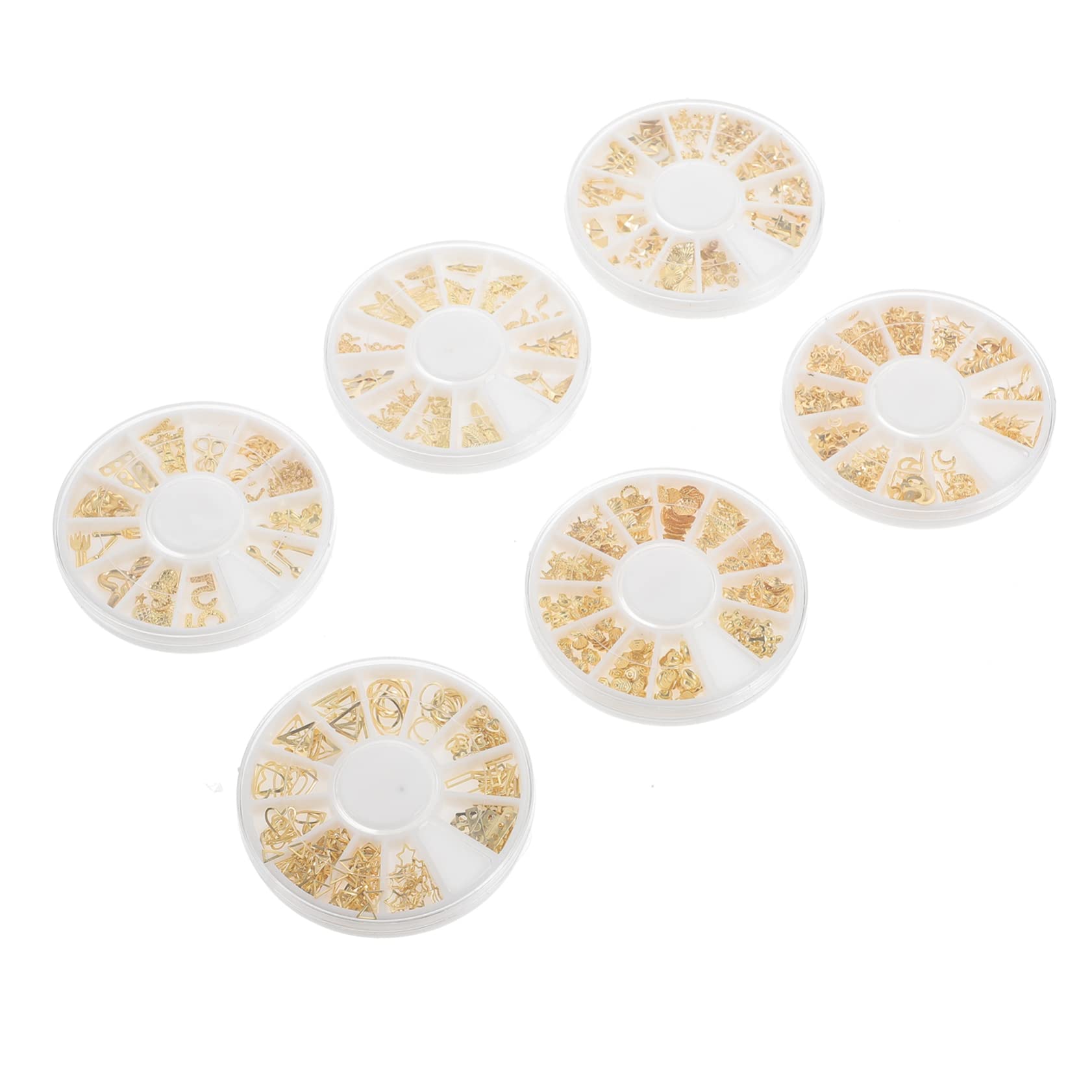 Trendy 6-Piece Nail Art Decor Kit - Golden Alloy Rivet Charms for Manicure & Nail Design | Perfect for DIY Nail Art, Salon Use, and Gift Giving
