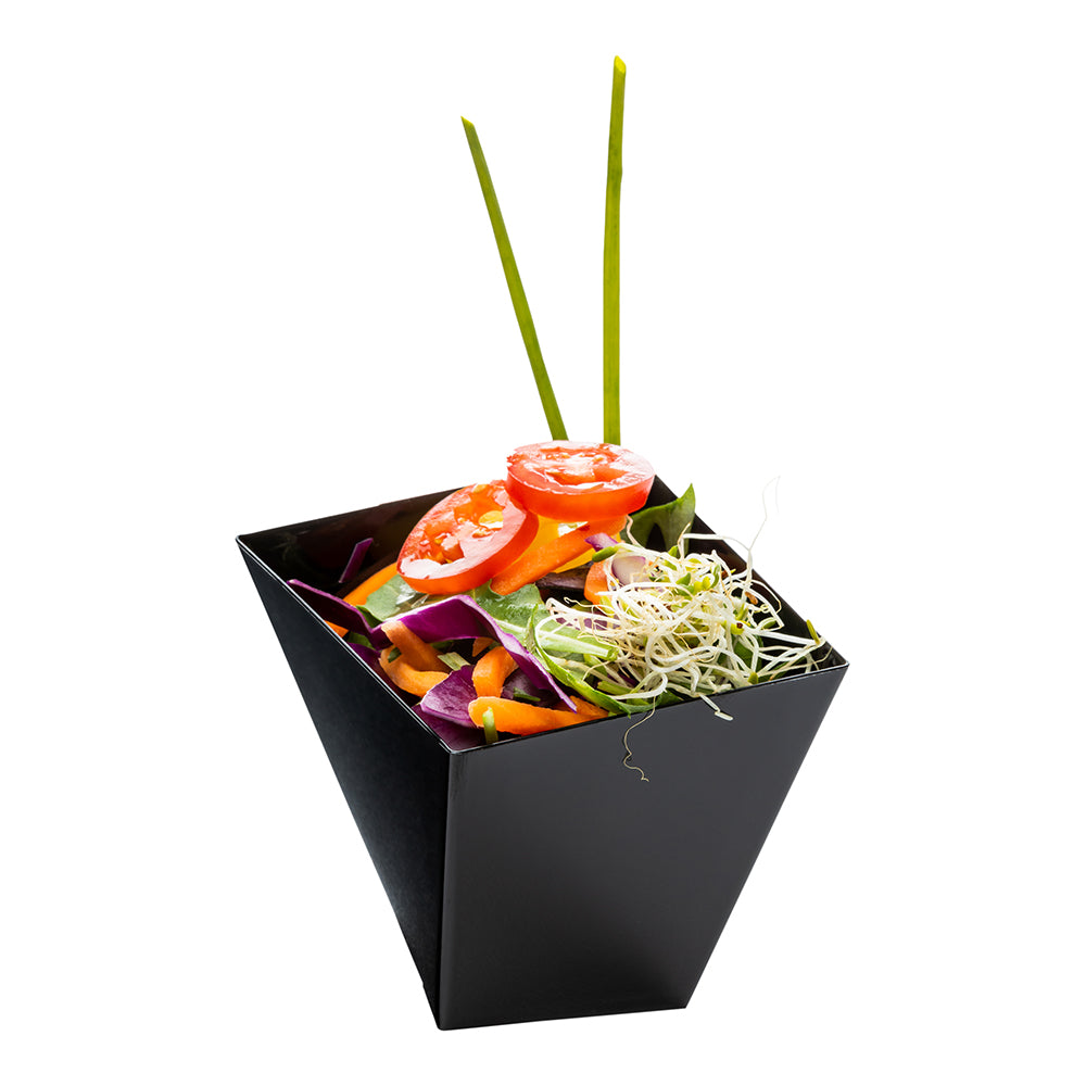 6 oz Square Black Plastic Large Girata Dish - 3.25