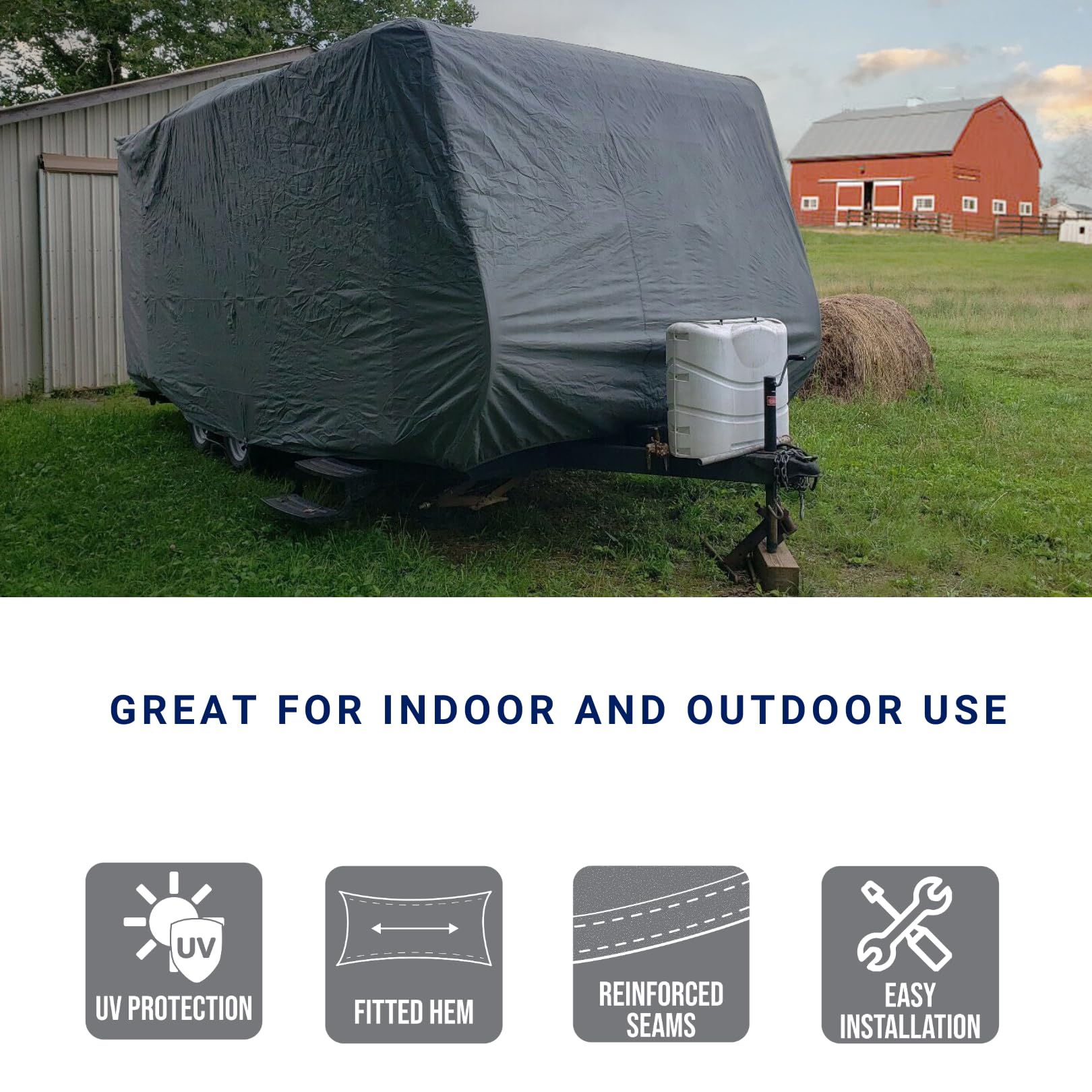 SavvyCraft Waterproof Breathable RV Trailer Cover for 22-24 ft Campers | All-Weather Protection for Travel Trailers | Perfect for Outdoor Storage & Winter Use