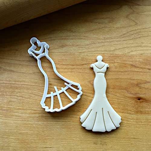 Sweet Prints Inc 3-Inch Wedding Dress on Hanger Cookie Cutter - Dishwasher Safe Stainless Steel for Baking, Wedding Favors & Bridal Shower Decorations