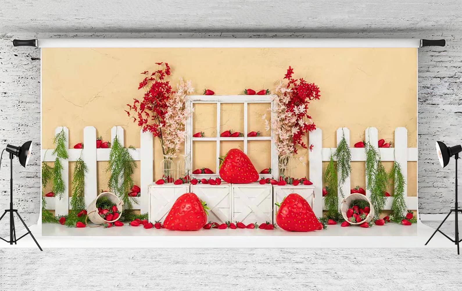 20x10ft Summer Strawberry Photography Backdrop - Happy Birthday Party Decoration, Baby Shower Banner, Photo Shoot Props - Perfect for Indoor/Outdoor Events, Social Media Content & Family Gatherings