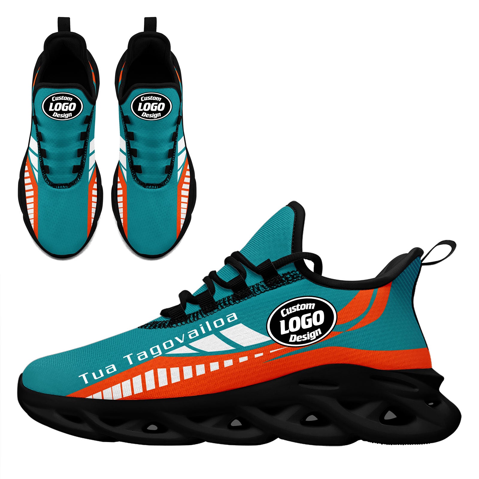 Custom Green & Orange Miami Maxsoul Sneakers - Personalized Unisex Athletic Shoes FN003 D020325 | Trendy Streetwear & Gym Workout Shoes for Men & Women