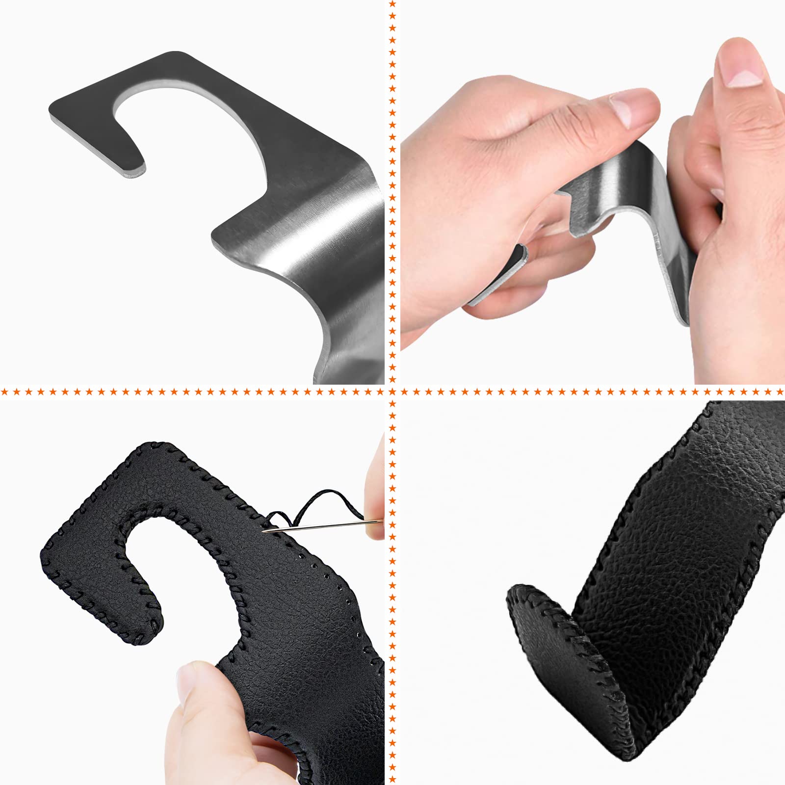 Premium Leather Car Purse Hooks 4 Pack - Auto Headrest Hangers for Purses, Bags & Shopping - Perfect for Groceries, Handbags & Work Essentials - Durable Seat Hook Organizer for SUV, Sedan & Road Trips