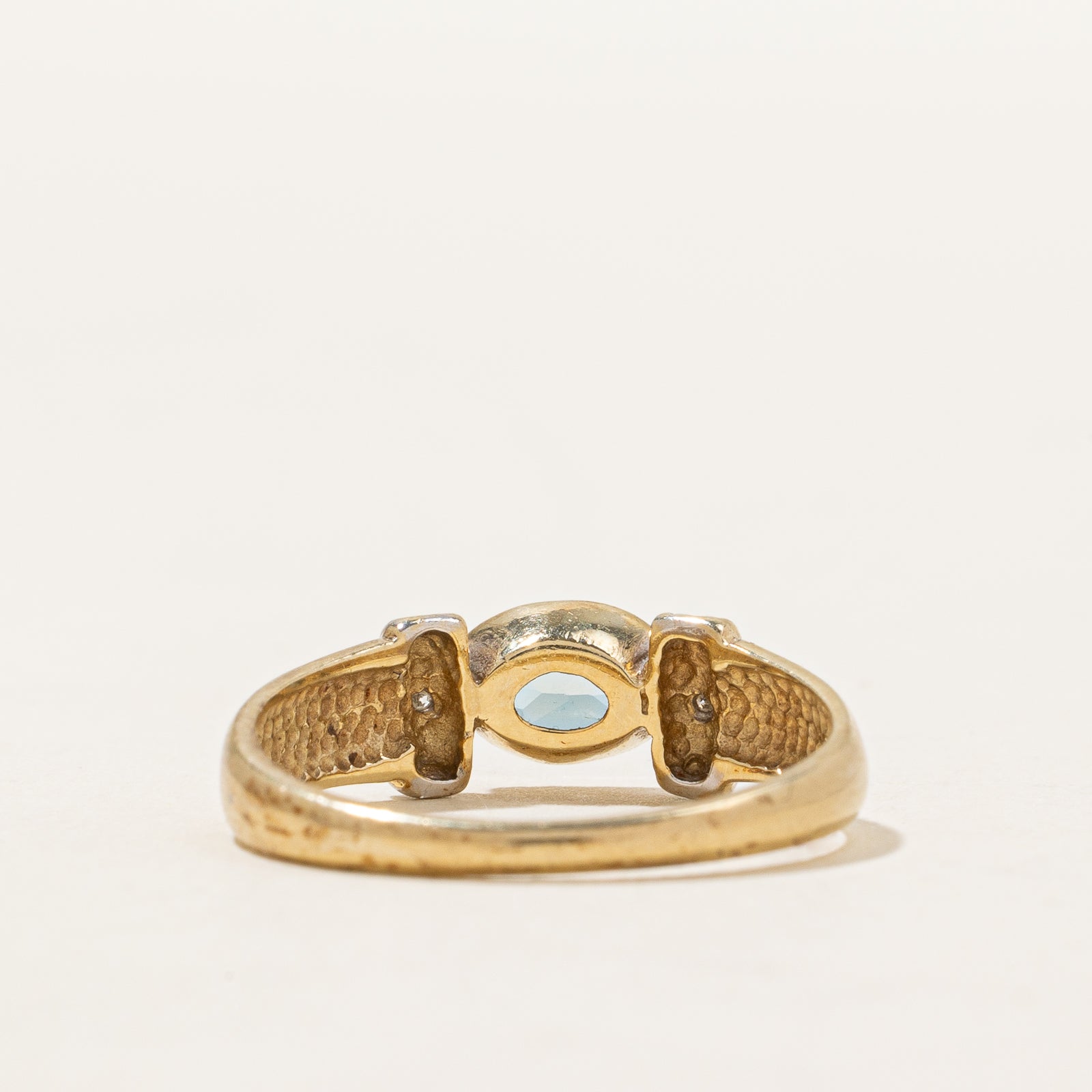 Blue Topaz and Diamond Ring - 0.50ct Bezel Set with 0.01ctw Diamonds - Size 6.75 - Elegant Jewelry for Engagement, Wedding, or Anniversary Gifts