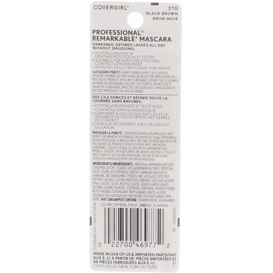 COVERGIRL Professional Remarkable Washable Mascara - Black Brown (210) 0.30 oz, 10-Pack | Volumizing & Lengthening for Everyday Wear & Special Occasions