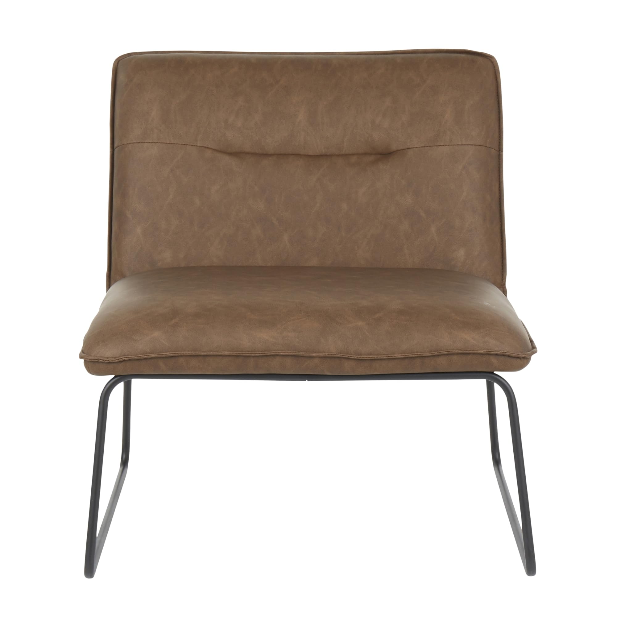 LumiSource Casper Leather Accent Chair - Armless Modern Lounge Chair in Black for Living Room & Bedroom - Industrial Style Comfortable Seating for Home Office, Reading Nook or Apartment Decor