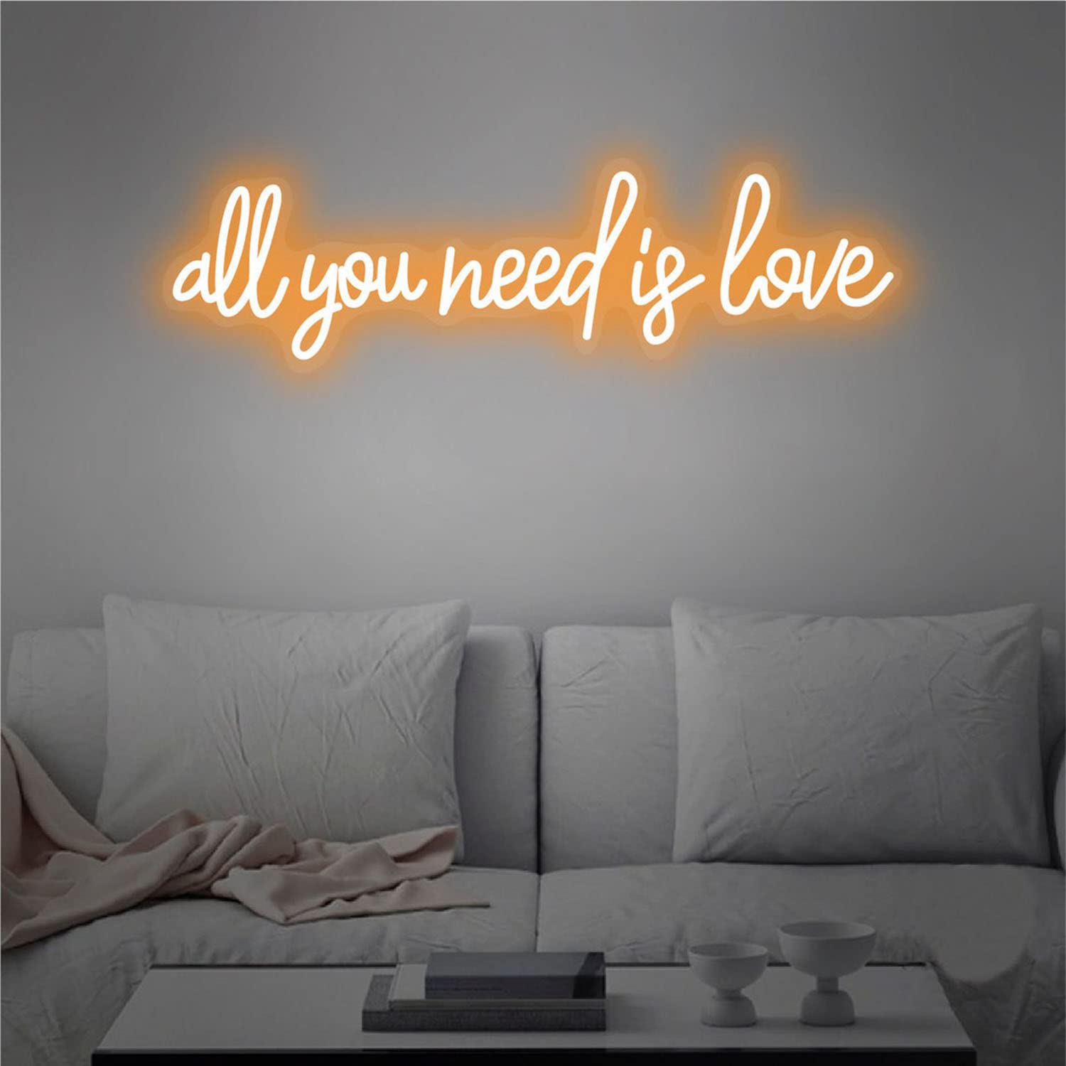 Custom 'All You Need is Love' Orange Neon Sign - Wedding Decor, Engagement Party Backdrop, Wall Art for Home & Event Decoration | Perfect for Bedroom, Living Room & Photo Booth Background
