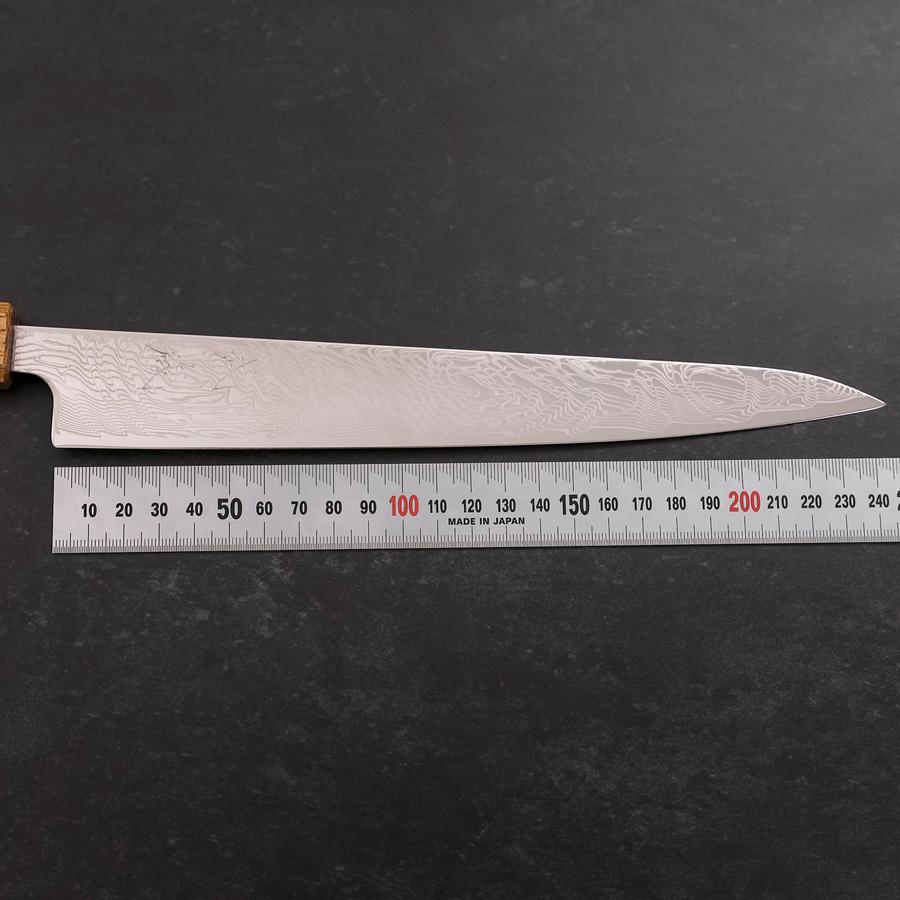 Premium Sujihiki Japanese Chef Knife 240mm - SLD Wave Damascus Steel Blade with Yaki Urushi Handle - Perfect for Slicing Sashimi, Meat & Sushi Preparation