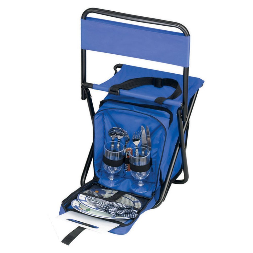Preferred Nation Portable Folding Picnic Chair with Built-in Cooler - Lightweight Camping, Beach, Outdoor Sports & Tailgating Chair for Adults